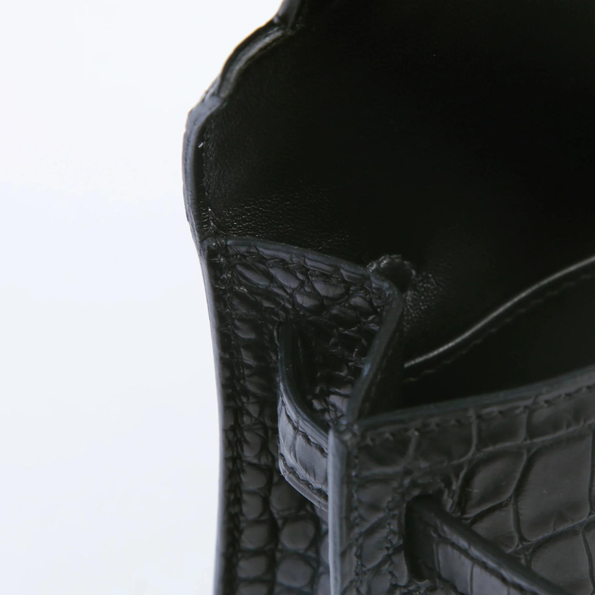 Unused ( Rank NS ) HERMÈS Mini Kelly II Noir (89) Matte Alligator Palladium hardware G (2026) - 13