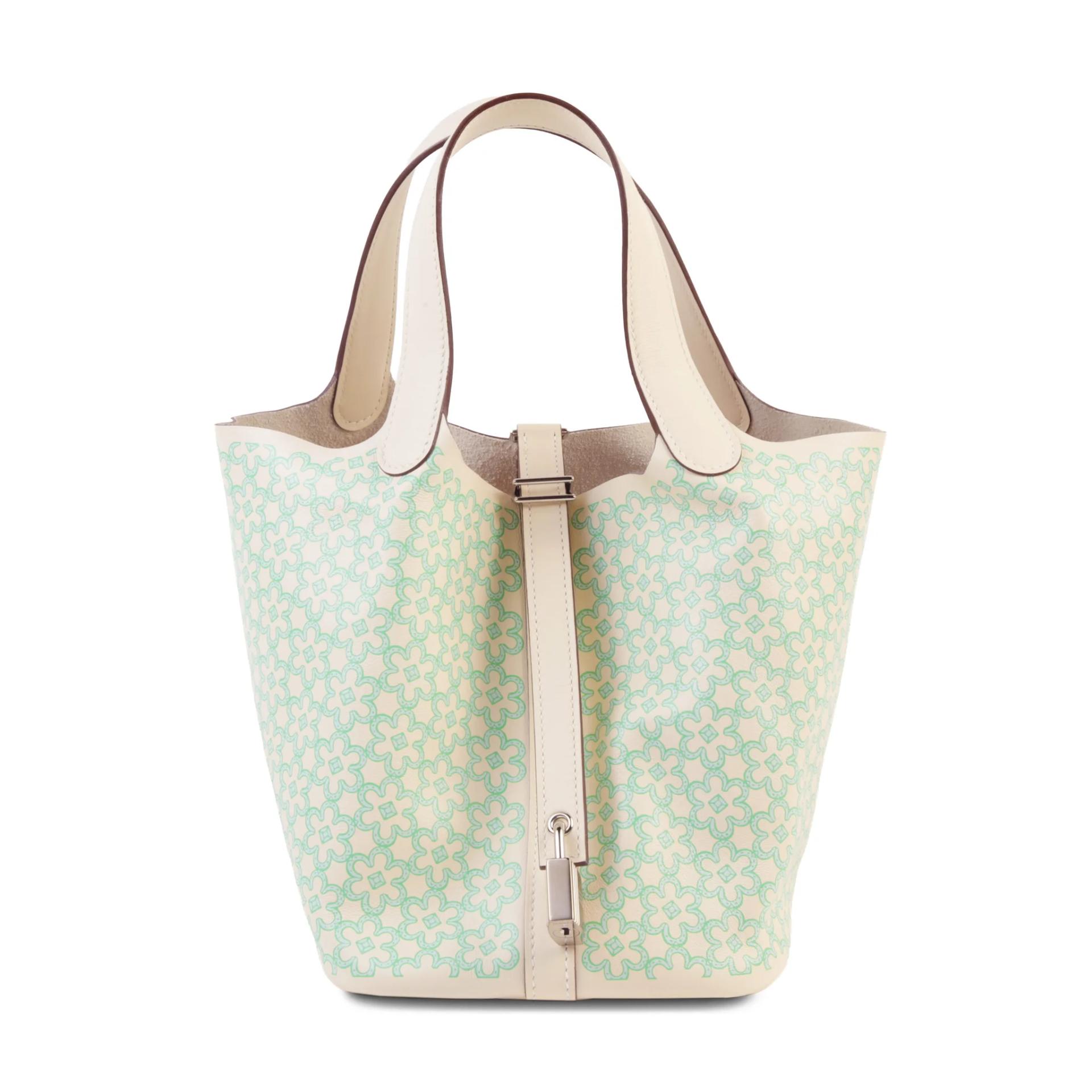 Excellent ( Rank SA ) HERMÈS Picotin Lock PM Lucky Daisy Nata (I2) Swift Palladium hardware U (2022) - 1