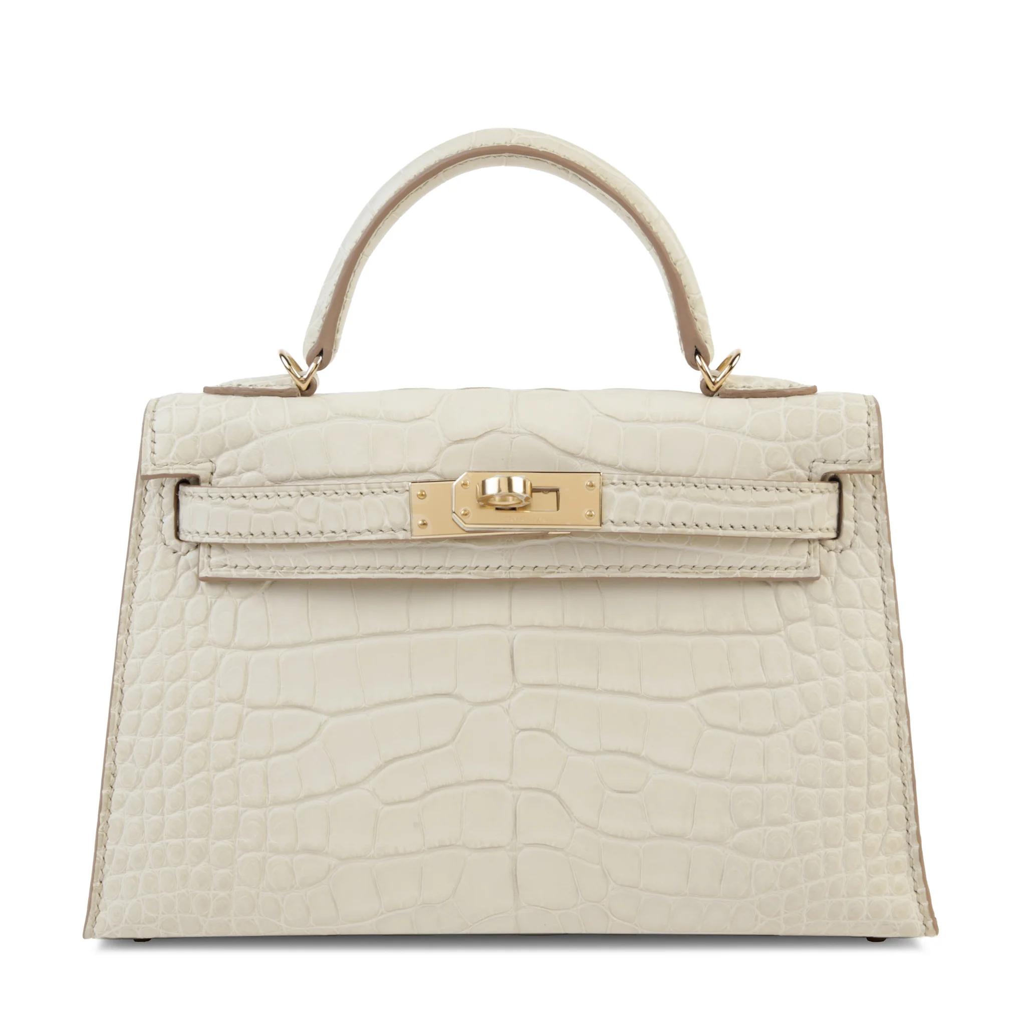 Unused ( Rank NS ) HERMÈS Mini Kelly II Beton (8L) Matte Alligator Permabrass hardware K (2025) - 1