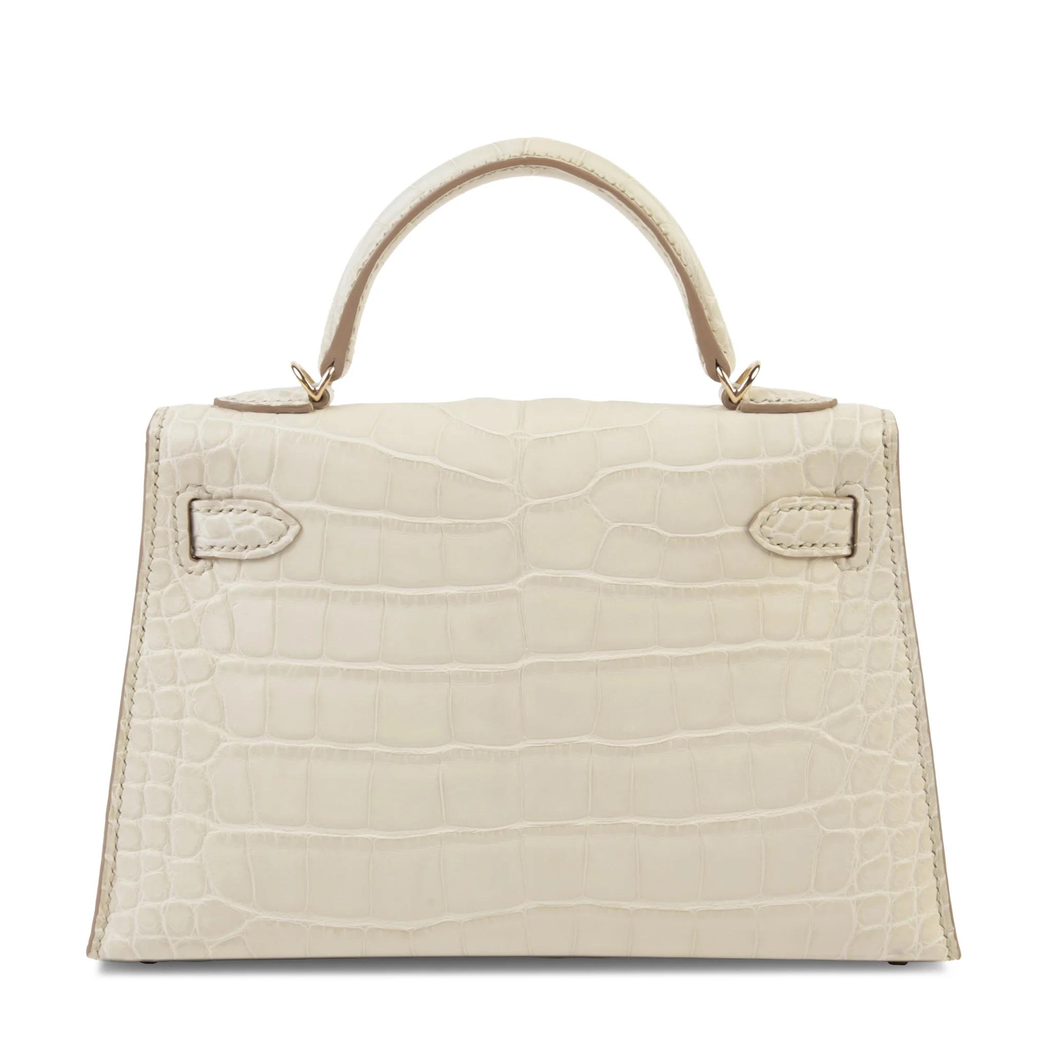 Unused ( Rank NS ) HERMÈS Mini Kelly II Beton (8L) Matte Alligator Permabrass hardware K (2025) - 2