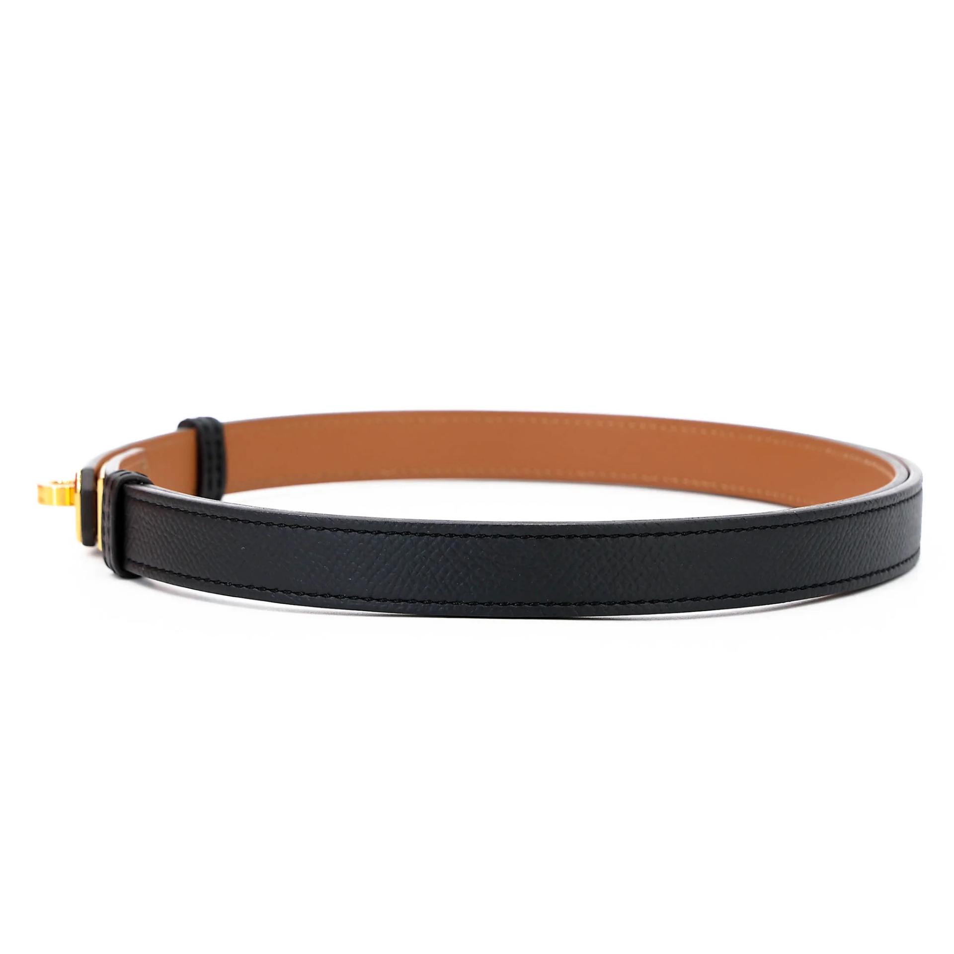 Excellent ( Rank SA ) HERMÈS Kelly belt Noir (89) Epsom Gold hardware U (2022) - 4