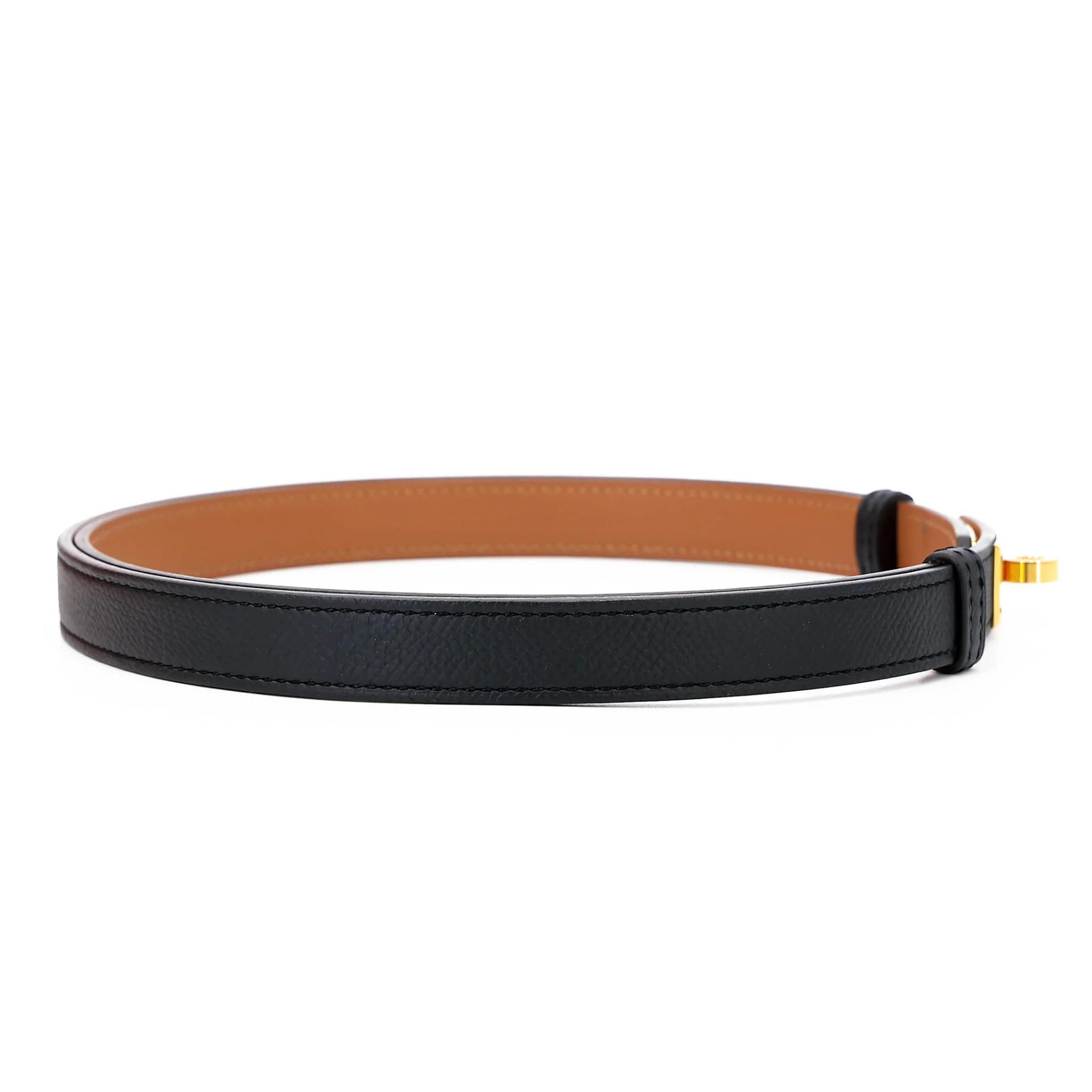 Excellent ( Rank SA ) HERMÈS Kelly belt Noir (89) Epsom Gold hardware U (2022) - 5