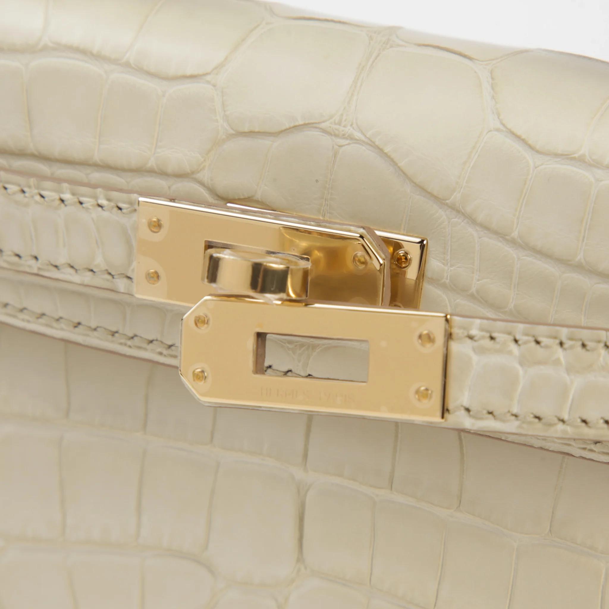Unused ( Rank NS ) HERMÈS Mini Kelly II Beton (8L) Matte Alligator Permabrass hardware K (2025) - 8