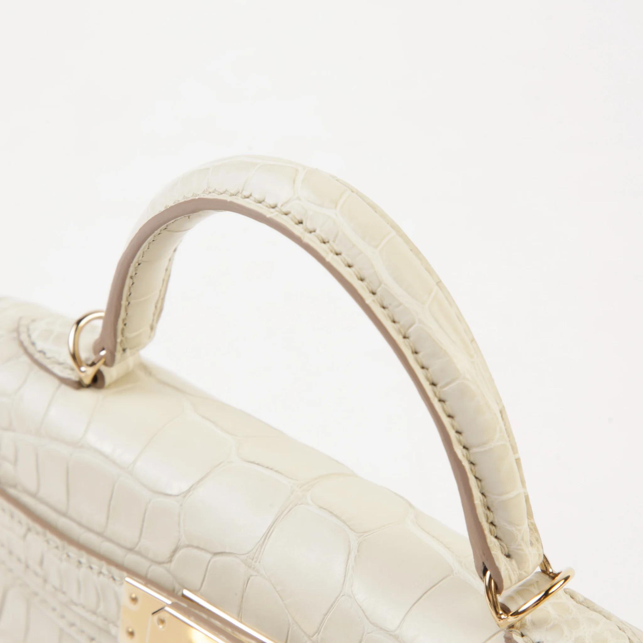 Unused ( Rank NS ) HERMÈS Mini Kelly II Beton (8L) Matte Alligator Permabrass hardware K (2025) - 3