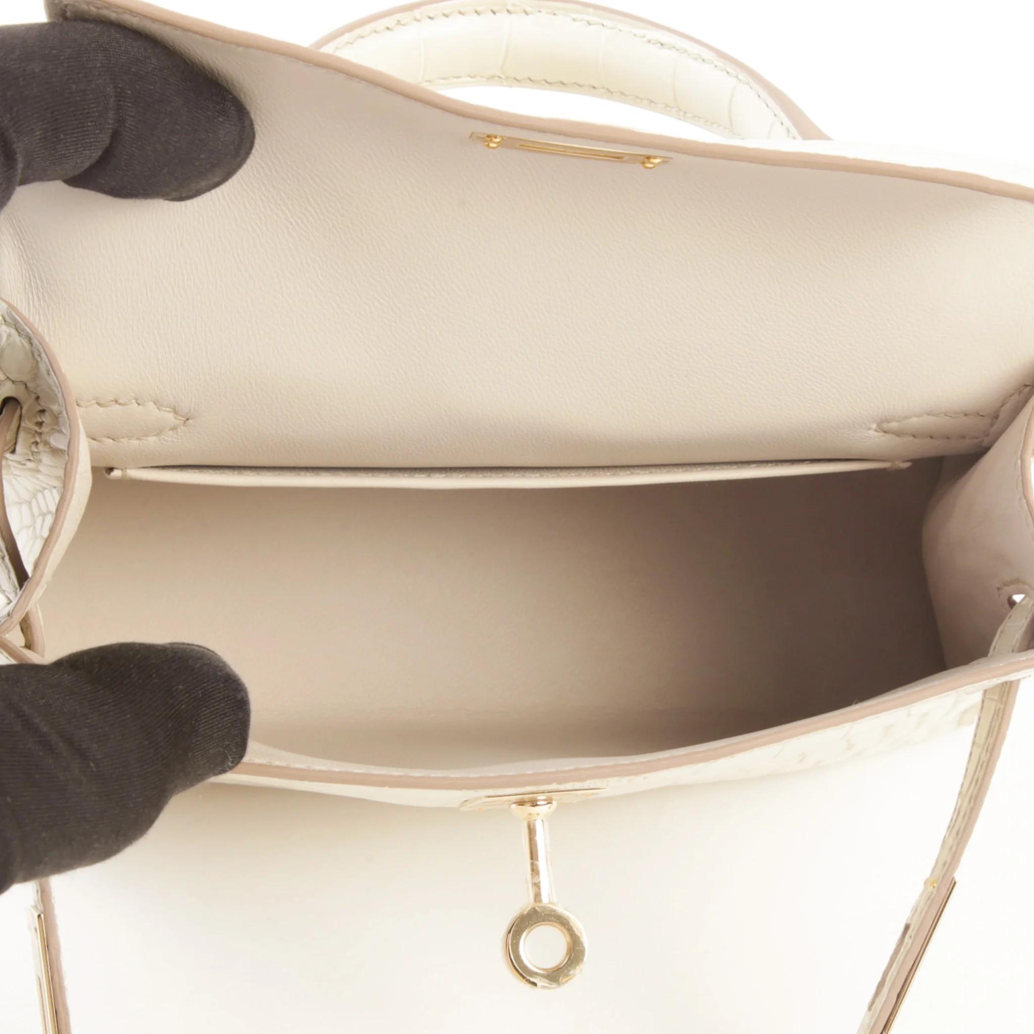 Unused ( Rank NS ) HERMÈS Mini Kelly II Beton (8L) Matte Alligator Permabrass hardware K (2025) - 10