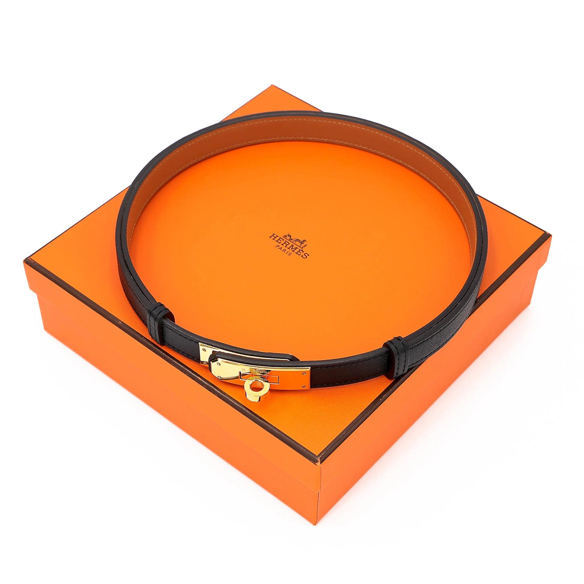 Excellent ( Rank SA ) HERMÈS Kelly belt Noir (89) Epsom Gold hardware U (2022) - 3