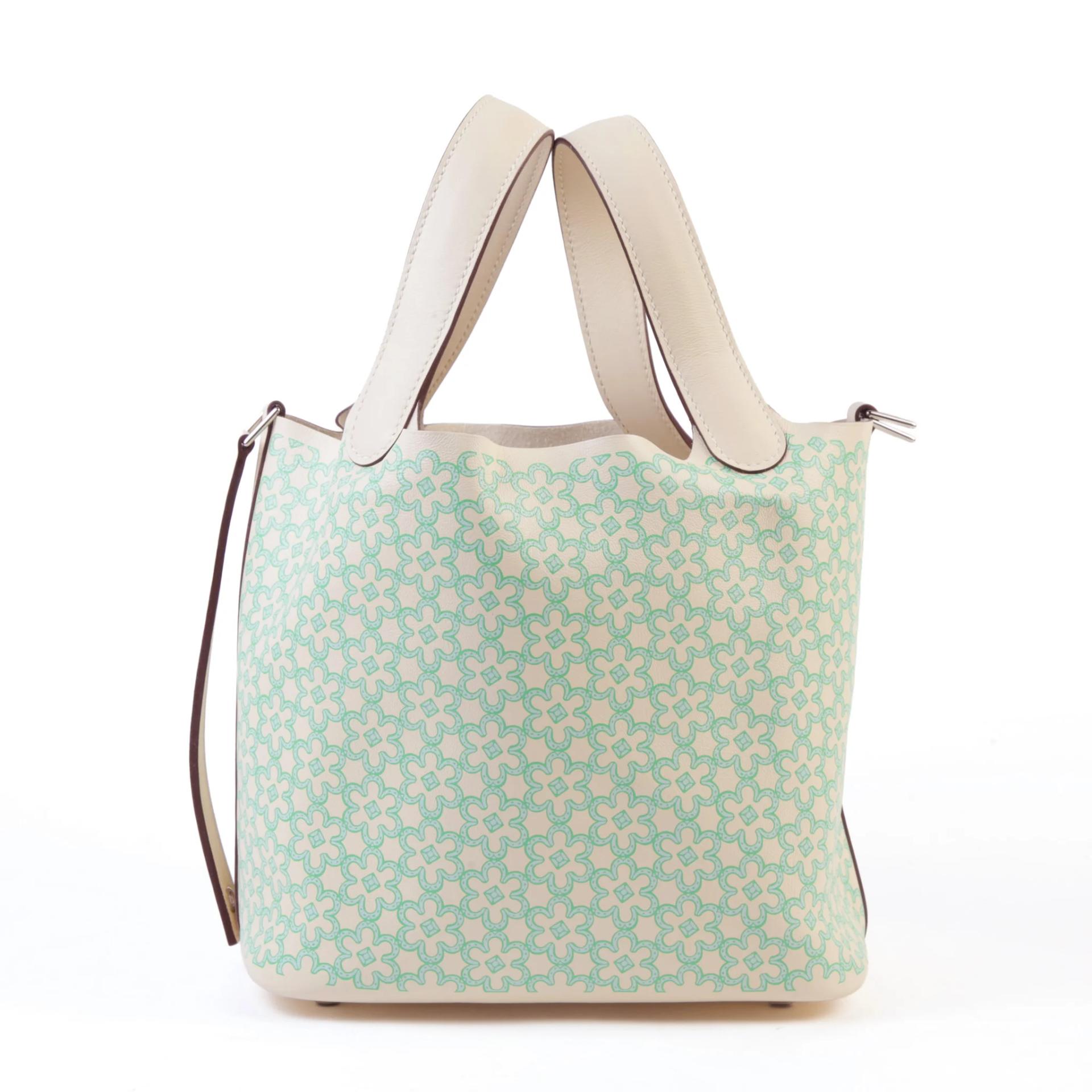 Excellent ( Rank SA ) HERMÈS Picotin Lock PM Lucky Daisy Nata (I2) Swift Palladium hardware U (2022) - 4