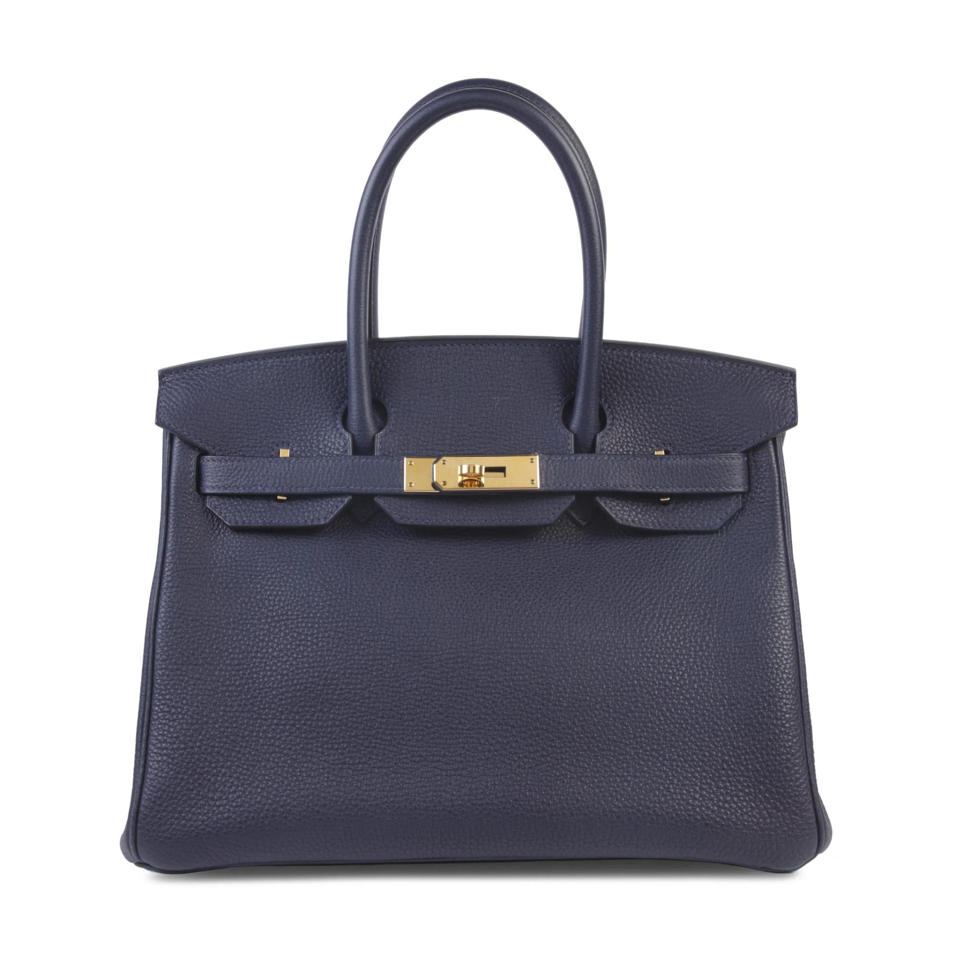 Very Good ( Rank A) HERMÈS Birkin 30 Bleu Nuit (2Z) Togo Gold hardware D (2019) - 1