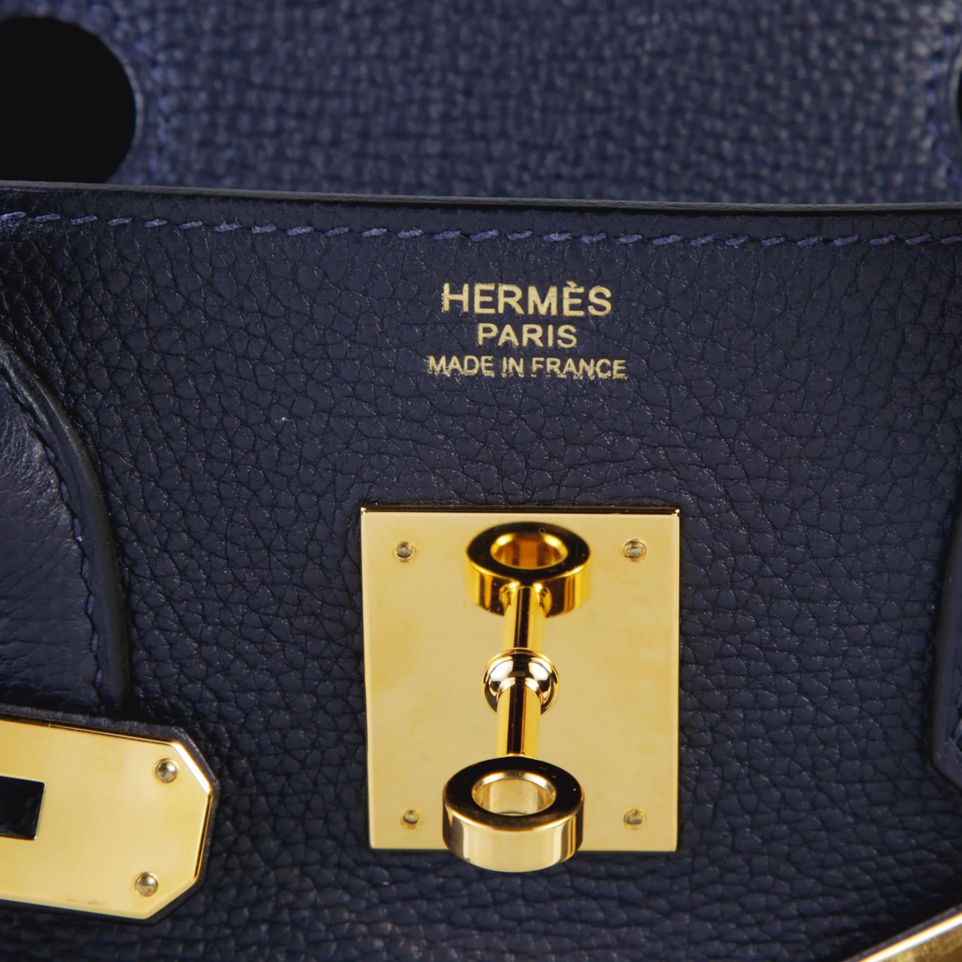Very Good ( Rank A) HERMÈS Birkin 30 Bleu Nuit (2Z) Togo Gold hardware D (2019) - 9
