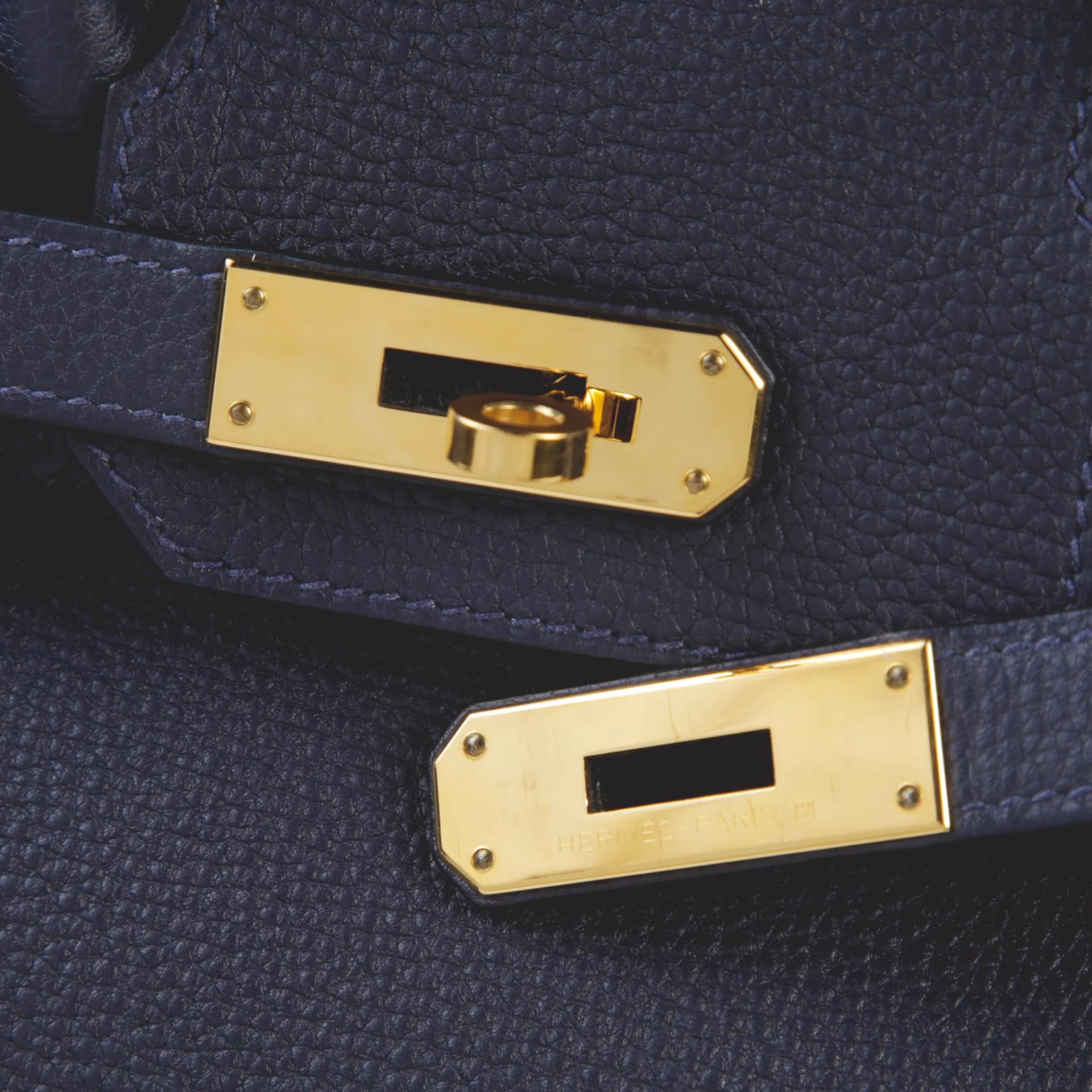 Very Good ( Rank A) HERMÈS Birkin 30 Bleu Nuit (2Z) Togo Gold hardware D (2019) - 8