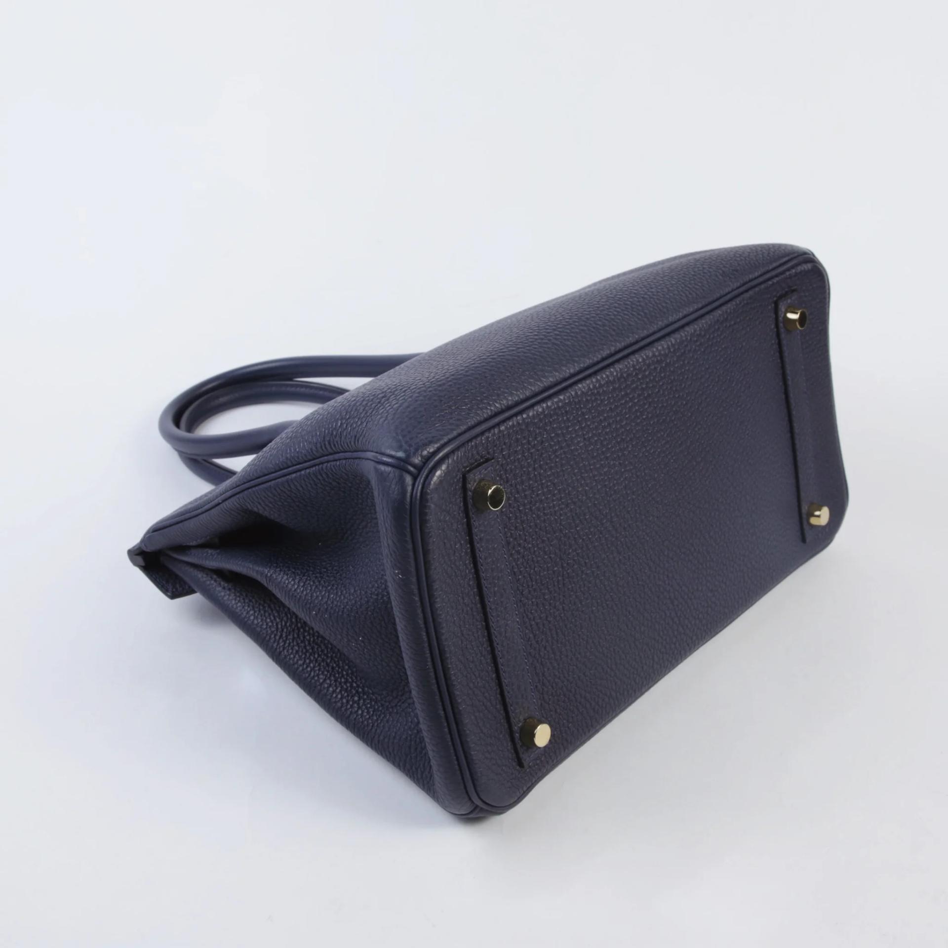 Very Good ( Rank A) HERMÈS Birkin 30 Bleu Nuit (2Z) Togo Gold hardware D (2019) - 6
