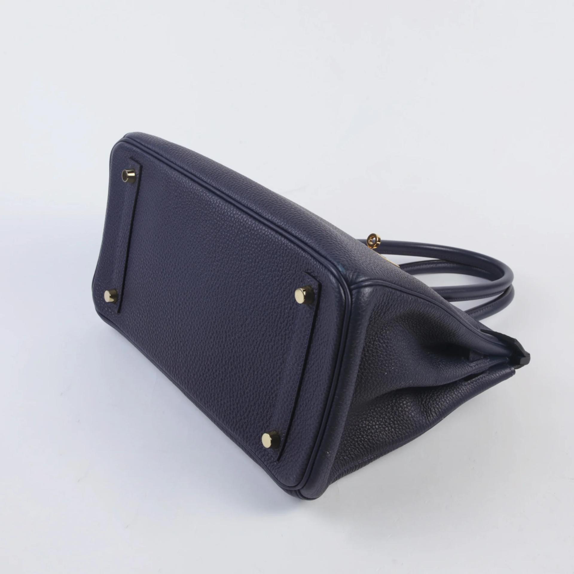 Very Good ( Rank A) HERMÈS Birkin 30 Bleu Nuit (2Z) Togo Gold hardware D (2019) - 5
