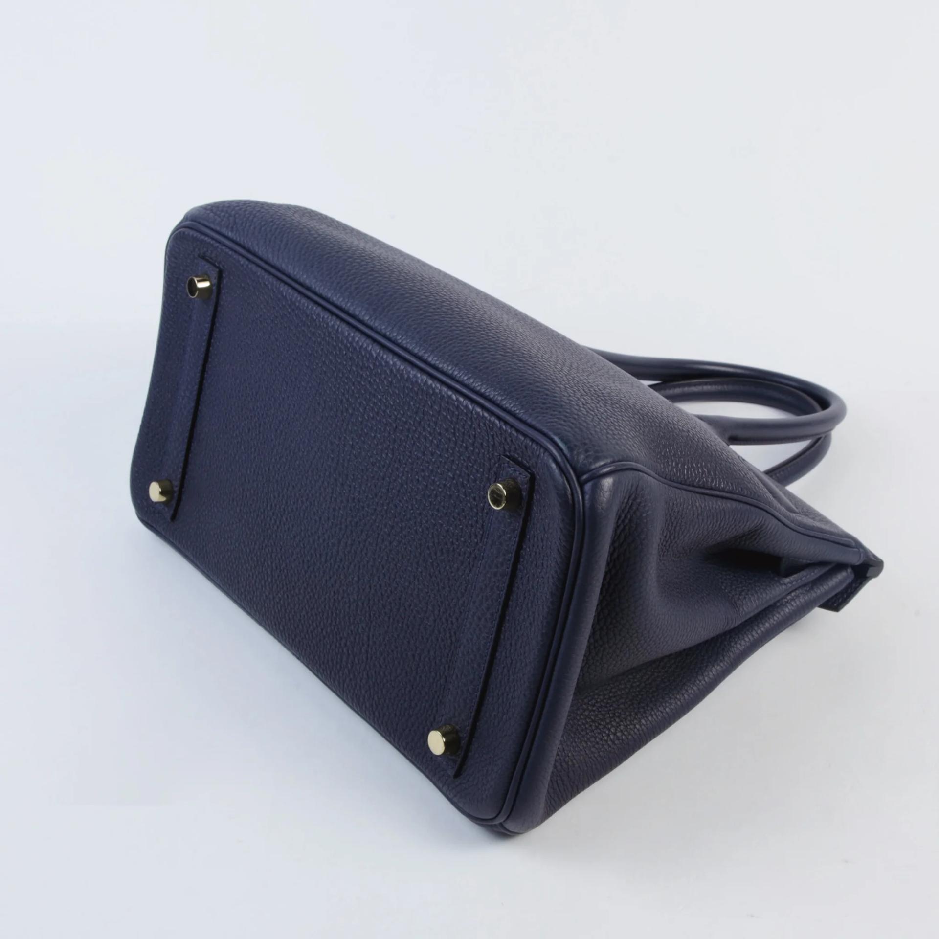 Very Good ( Rank A) HERMÈS Birkin 30 Bleu Nuit (2Z) Togo Gold hardware D (2019) - 7