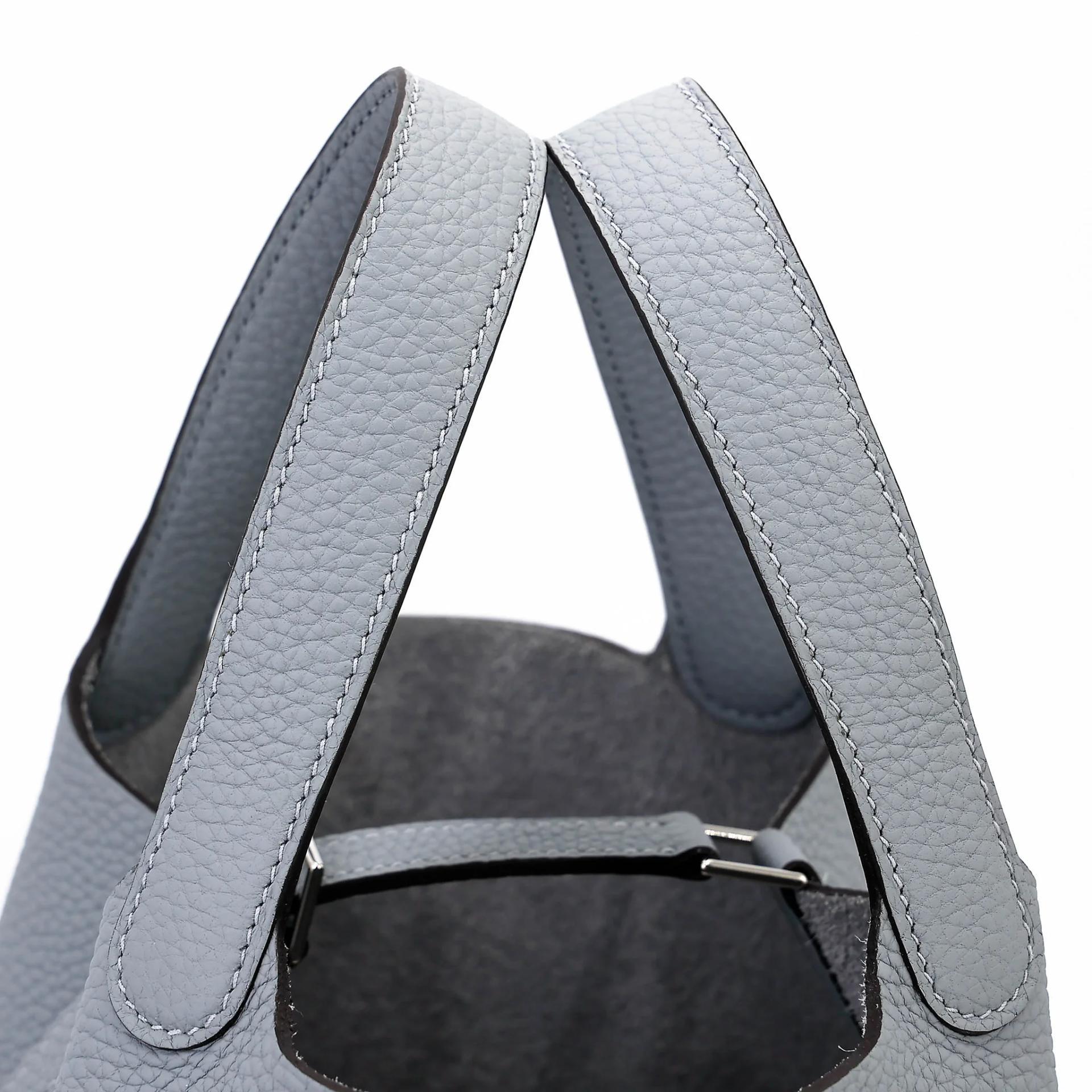 Unused ( Rank NS ) HERMÈS Picotin Lock PM Gris Pantin (P0) Clemence Palladium hardware K (2025) - 3