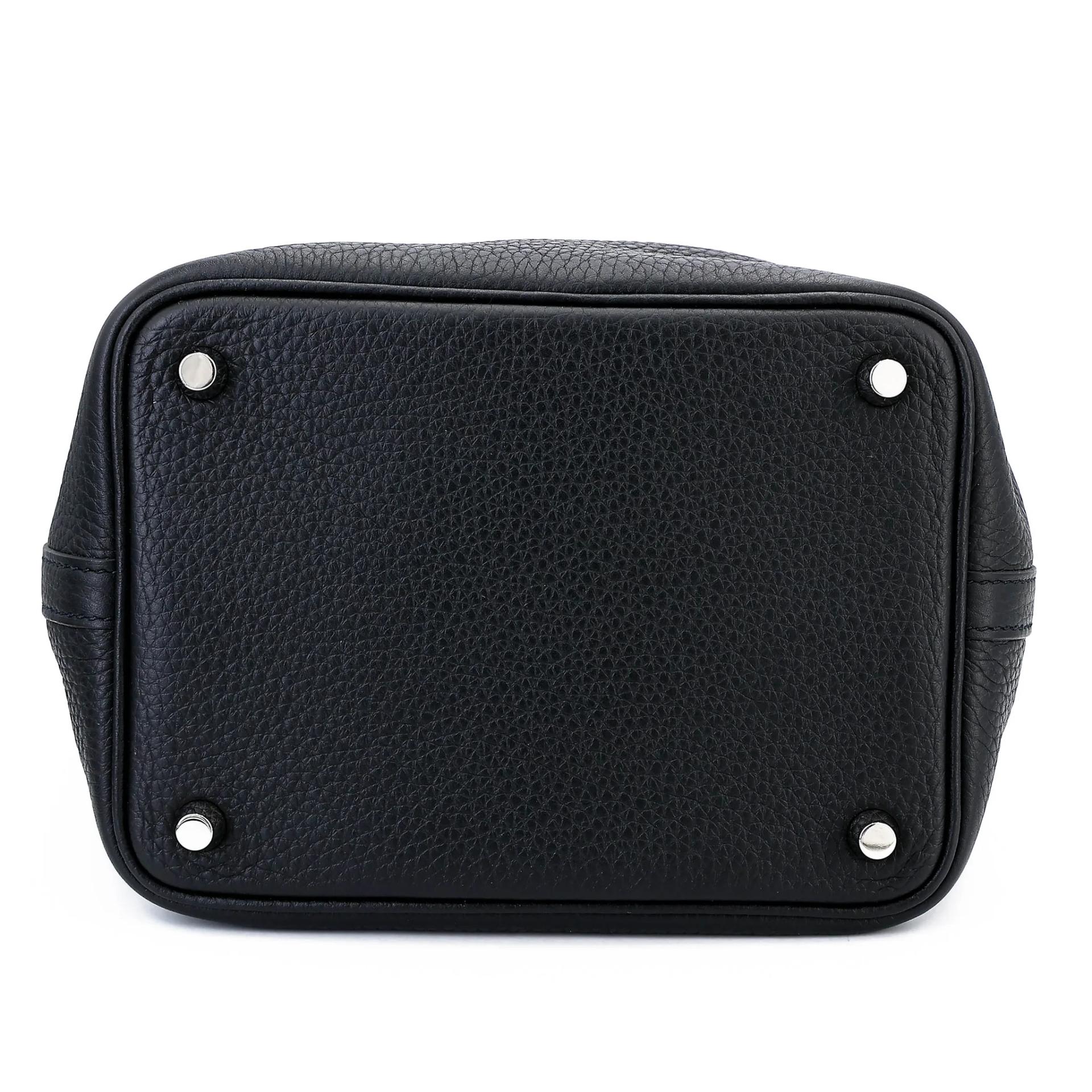 Very Good ( Rank A) HERMÈS Picotin Lock PM Noir (89) Clemence Palladium hardware Z (2021) - 6