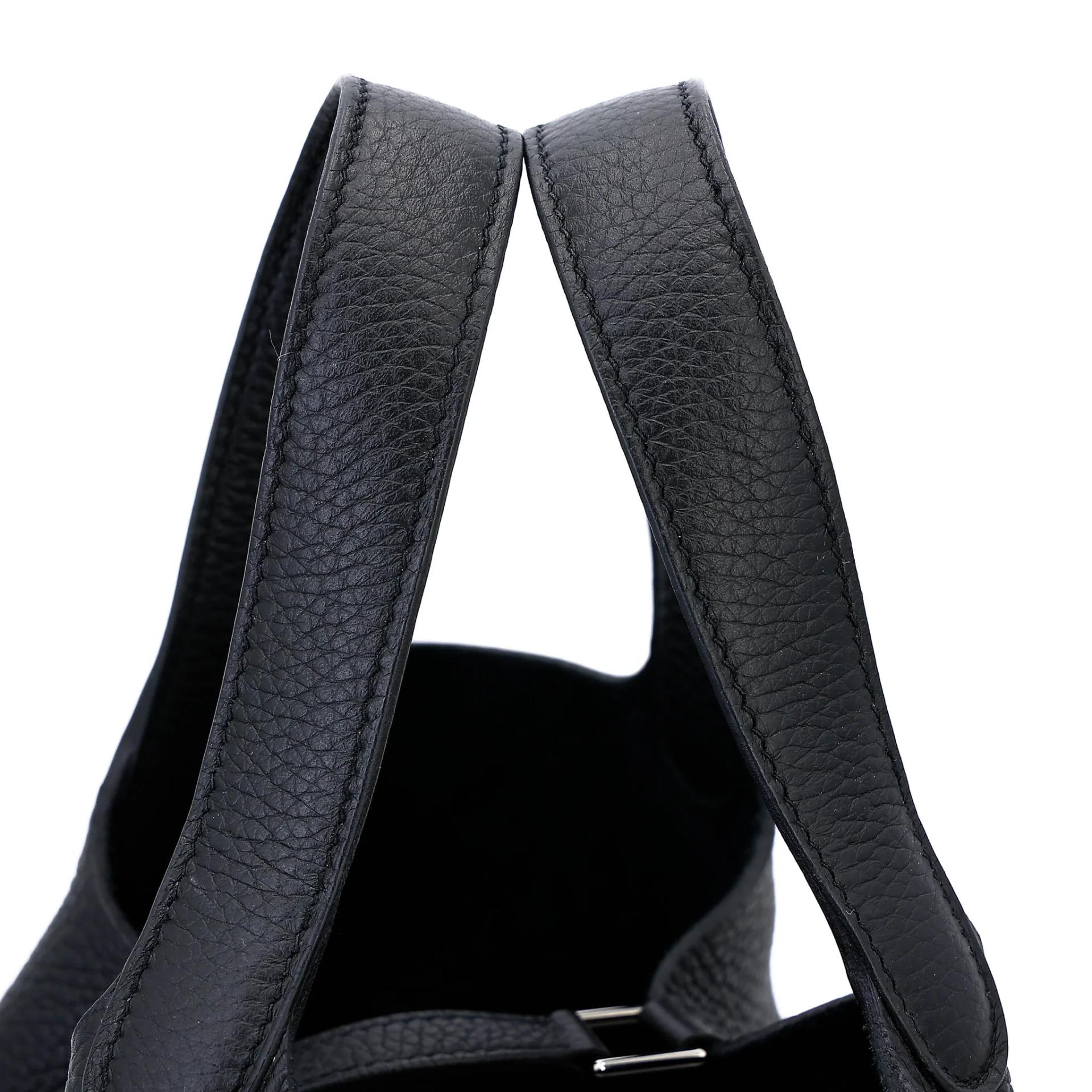 Very Good ( Rank A) HERMÈS Picotin Lock PM Noir (89) Clemence Palladium hardware Z (2021) - 3