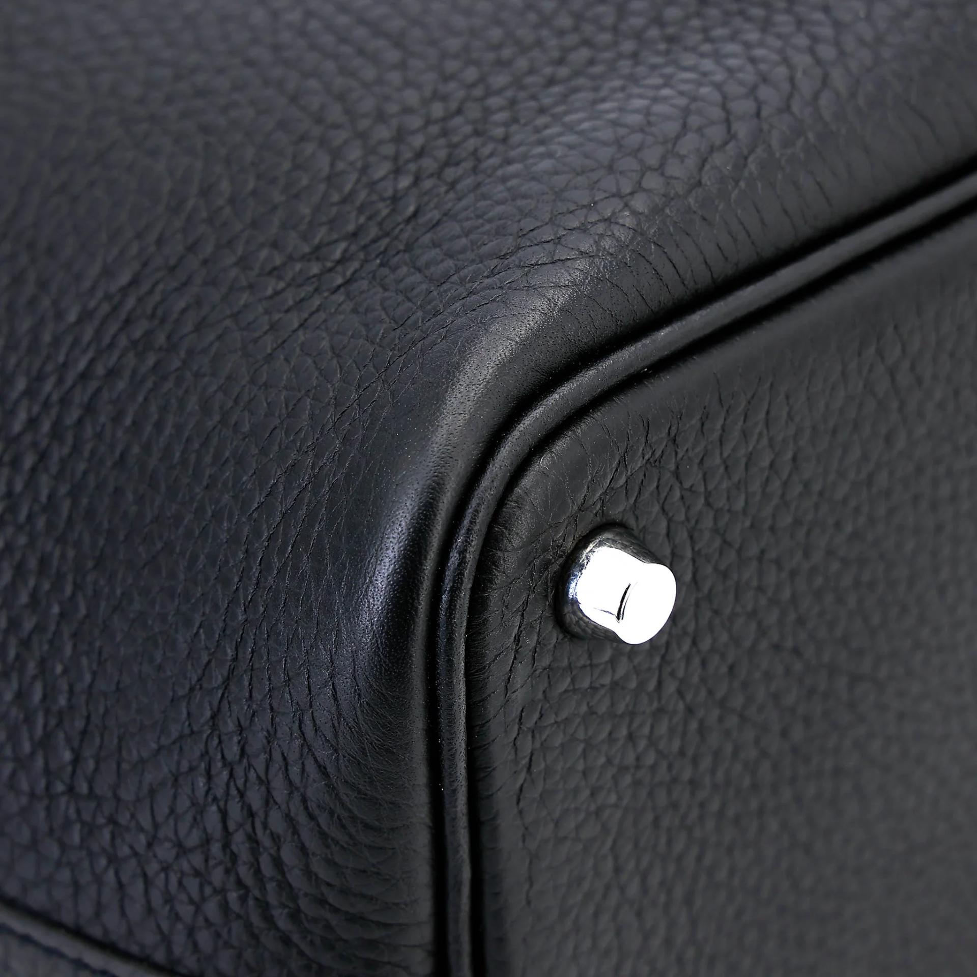 Very Good ( Rank A) HERMÈS Picotin Lock PM Noir (89) Clemence Palladium hardware Z (2021) - 8