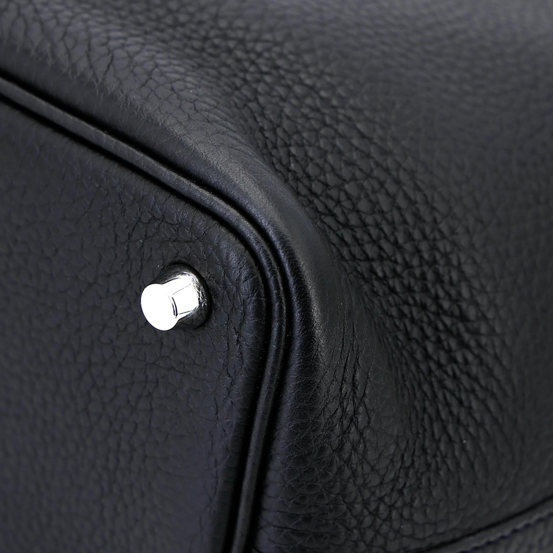 Very Good ( Rank A) HERMÈS Picotin Lock PM Noir (89) Clemence Palladium hardware Z (2021) - 9