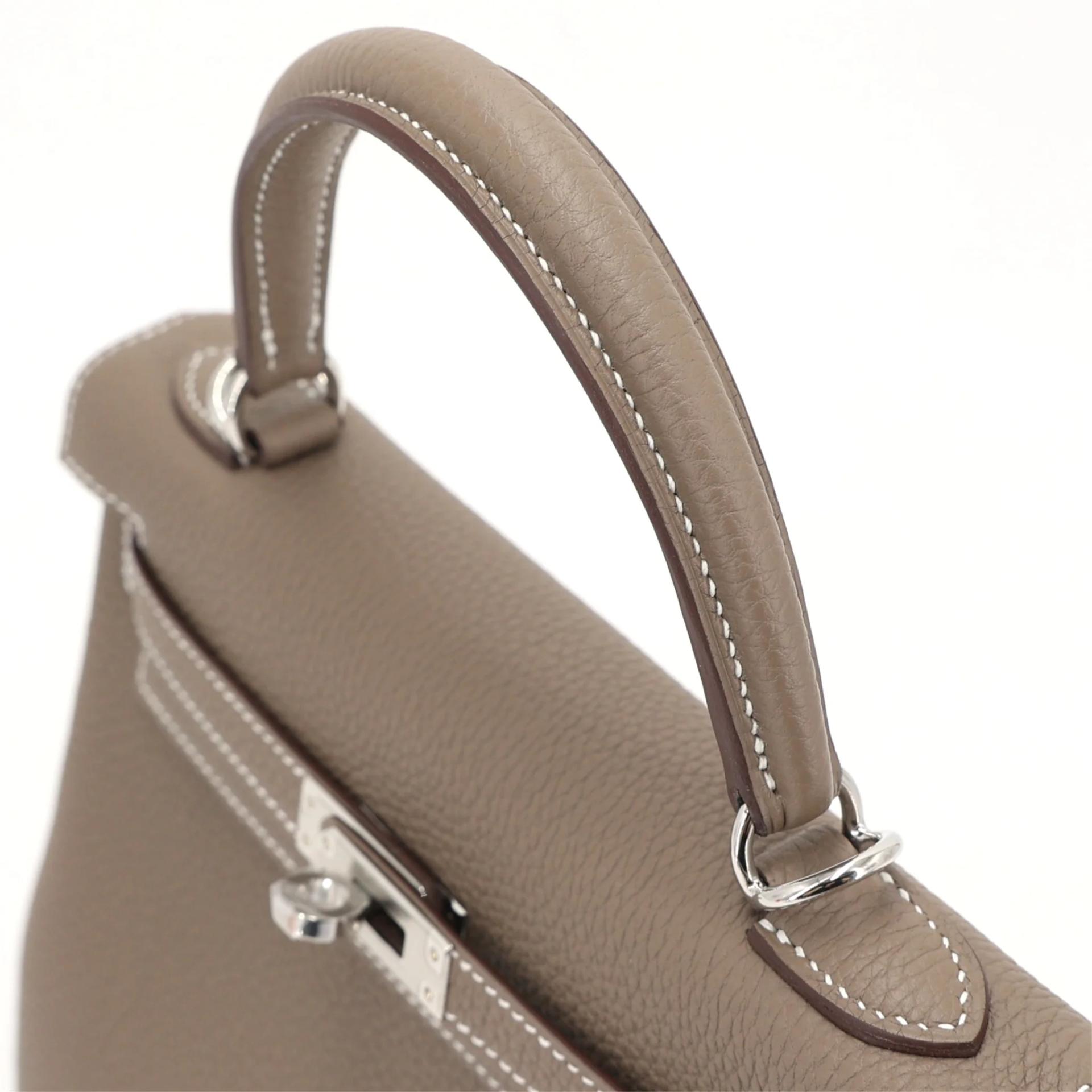 Brand New ( Rank N ) HERMÈS Kelly 25 Etoupe (18) Togo Palladium hardware K (2025) - 3
