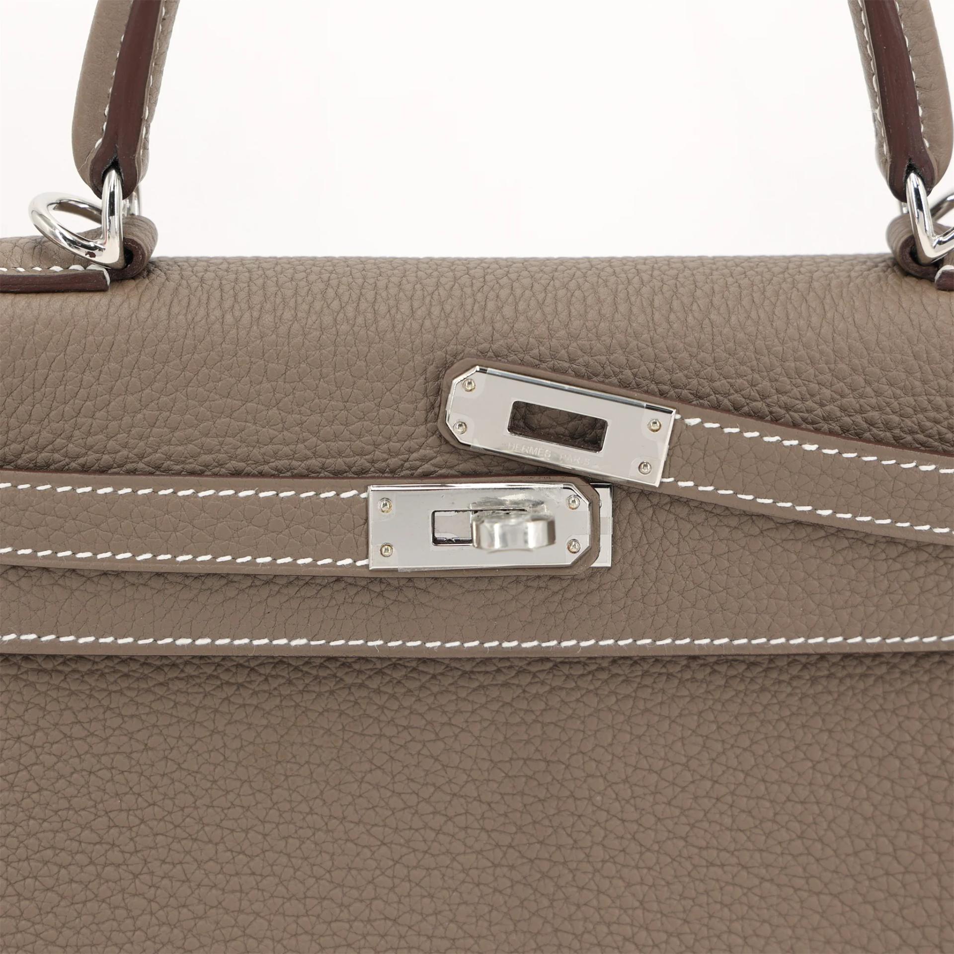 Brand New ( Rank N ) HERMÈS Kelly 25 Etoupe (18) Togo Palladium hardware K (2025) - 8