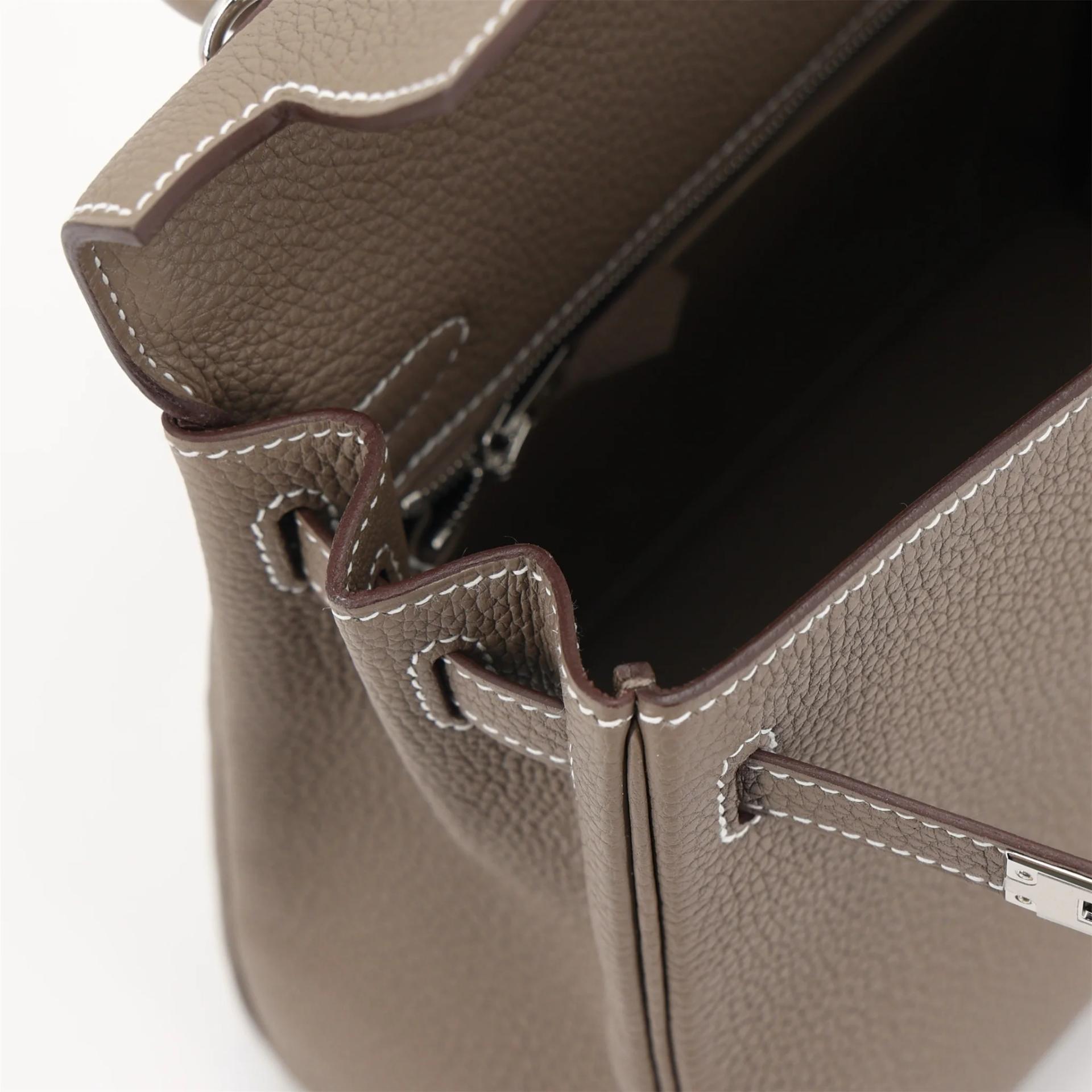 Brand New ( Rank N ) HERMÈS Kelly 25 Etoupe (18) Togo Palladium hardware K (2025) - 12