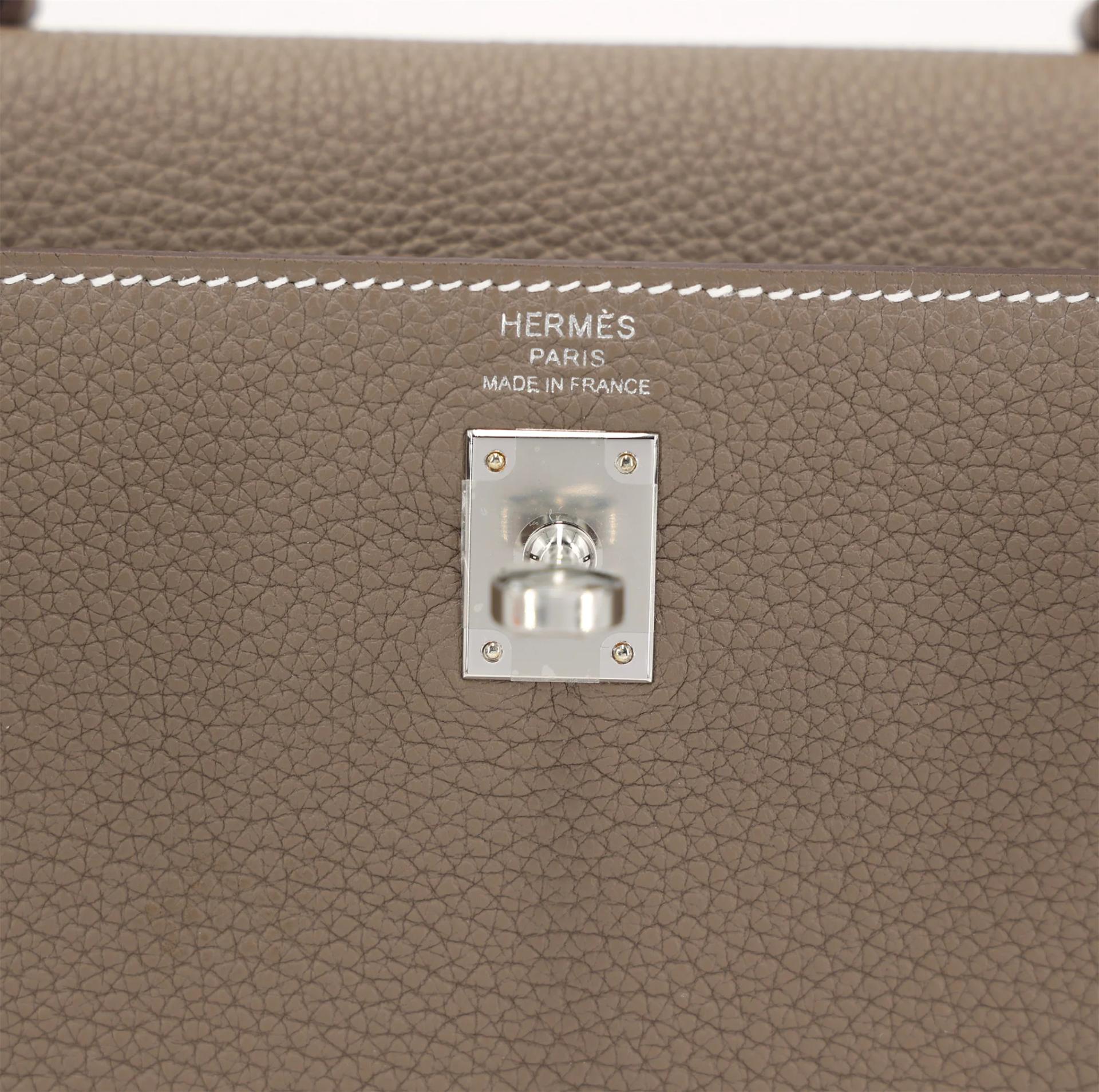 Brand New ( Rank N ) HERMÈS Kelly 25 Etoupe (18) Togo Palladium hardware K (2025) - 10