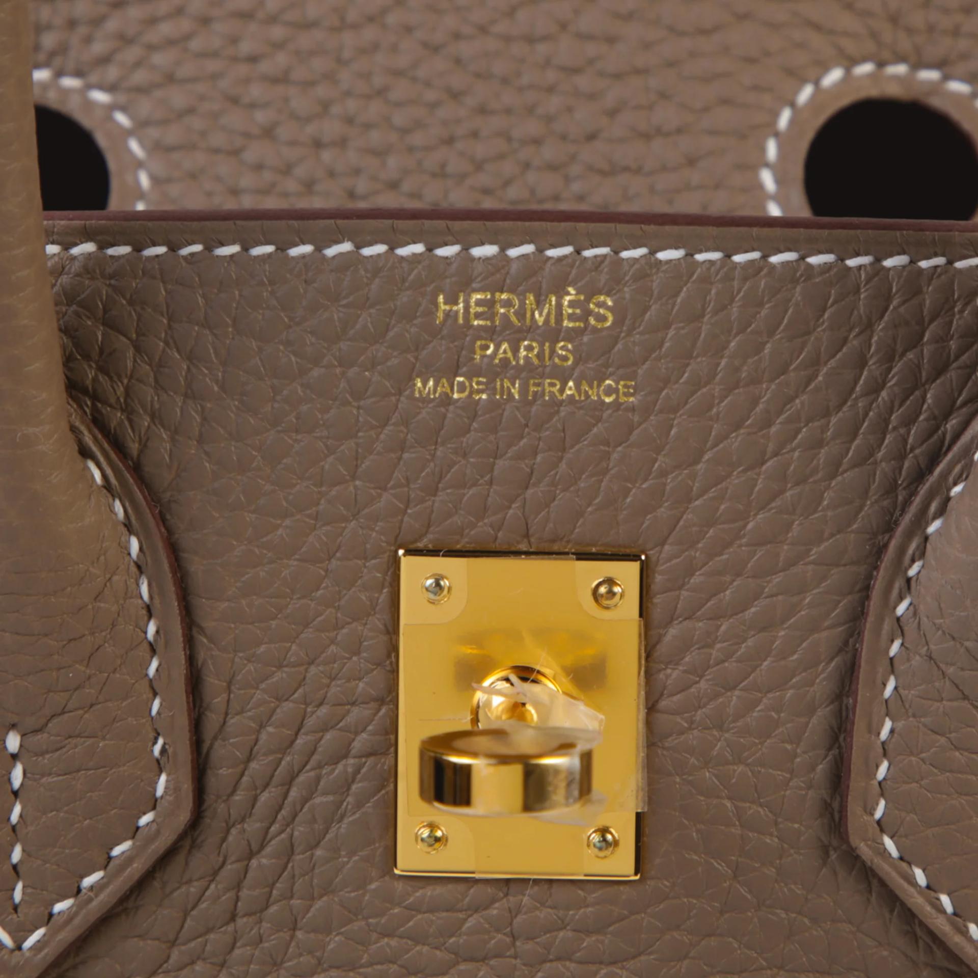 Brand New ( Rank N ) HERMÈS Birkin 25 Etoupe (18) Togo Gold hardware G (2026) - 9
