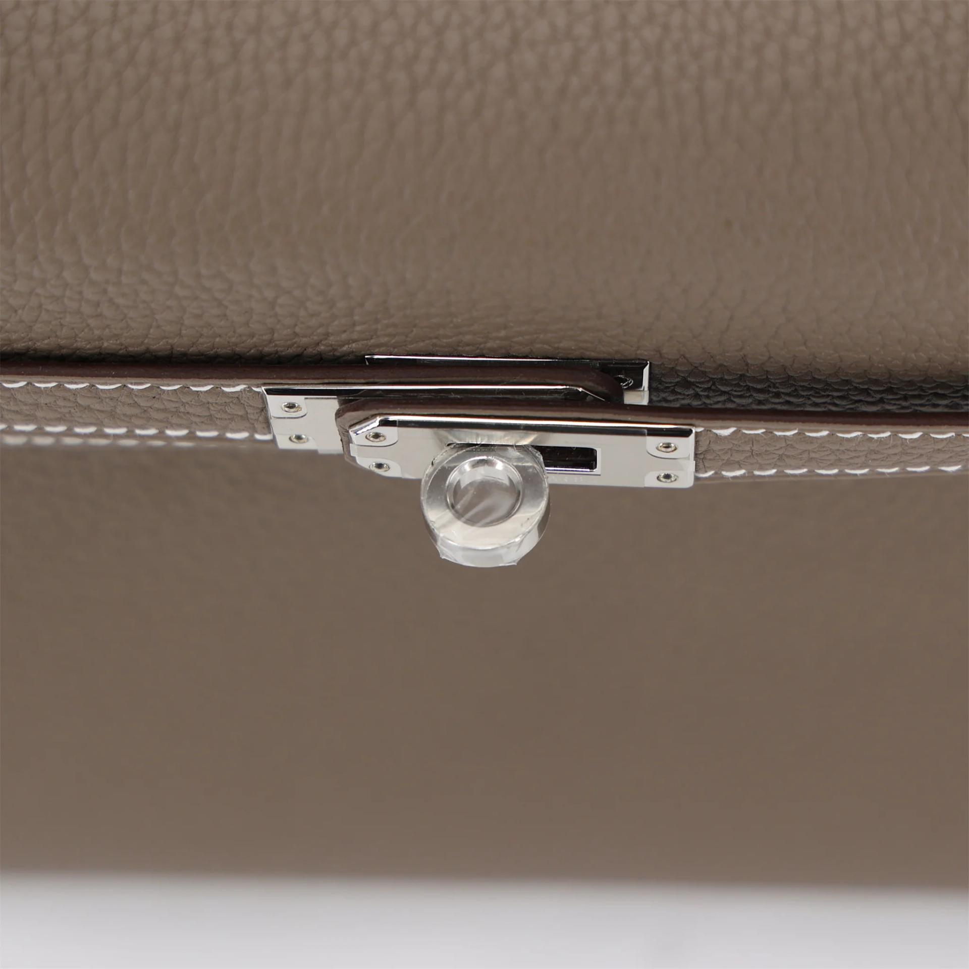 Brand New ( Rank N ) HERMÈS Kelly 25 Etoupe (18) Togo Palladium hardware K (2025) - 9
