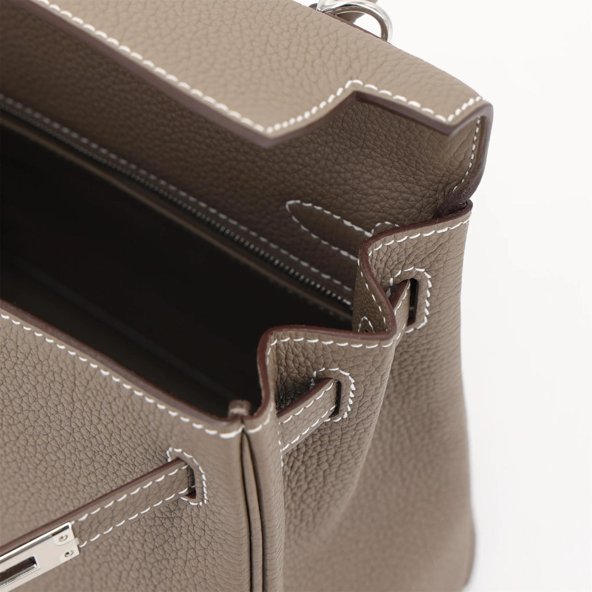 Brand New ( Rank N ) HERMÈS Kelly 25 Etoupe (18) Togo Palladium hardware K (2025) - 13