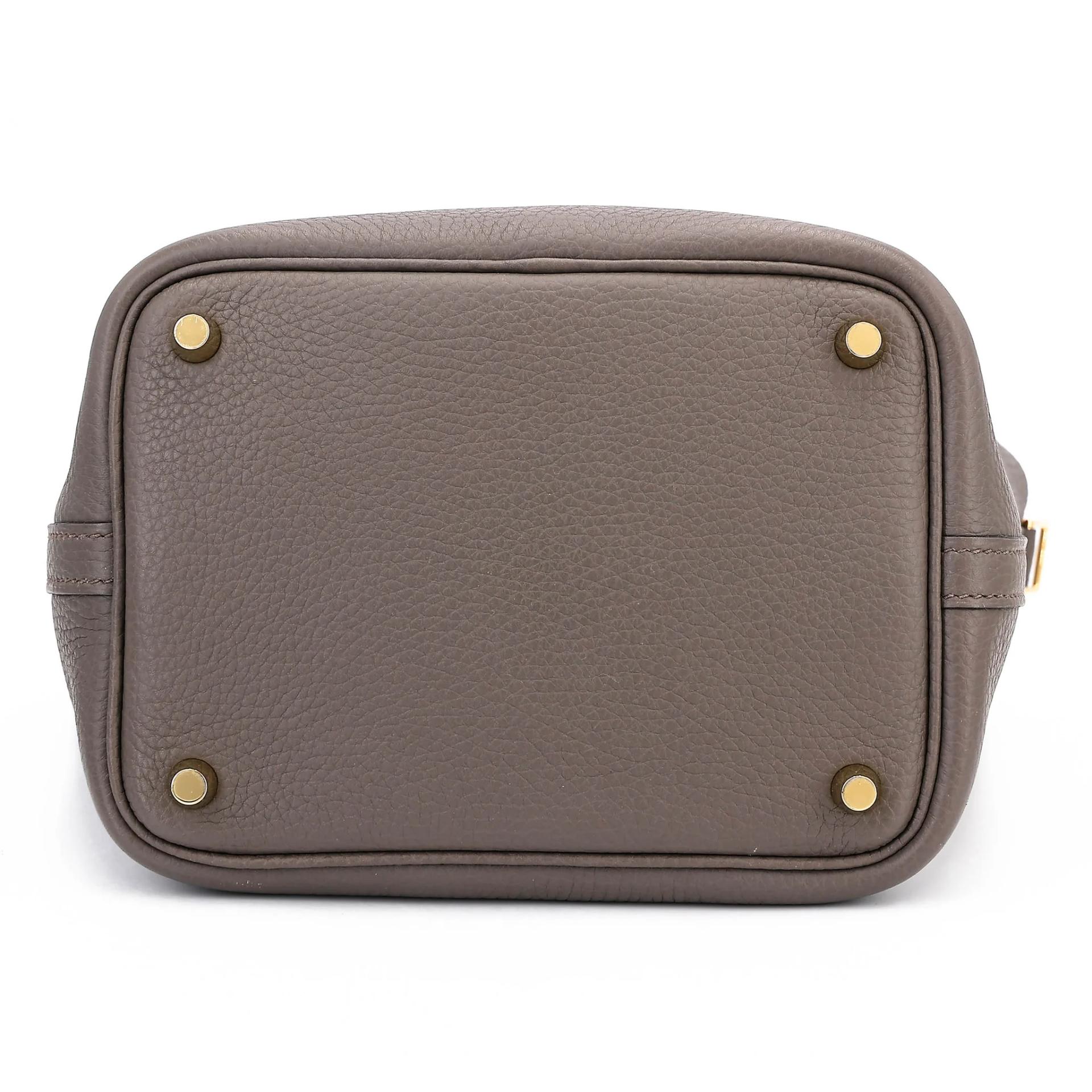 Very Good ( Rank A) HERMÈS Picotin Lock PM Etain (8F) Clemence Gold hardware D (2019) - 10