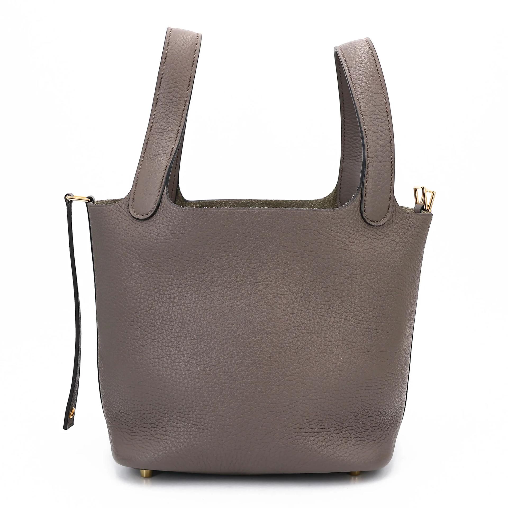 Very Good ( Rank A) HERMÈS Picotin Lock PM Etain (8F) Clemence Gold hardware D (2019) - 9