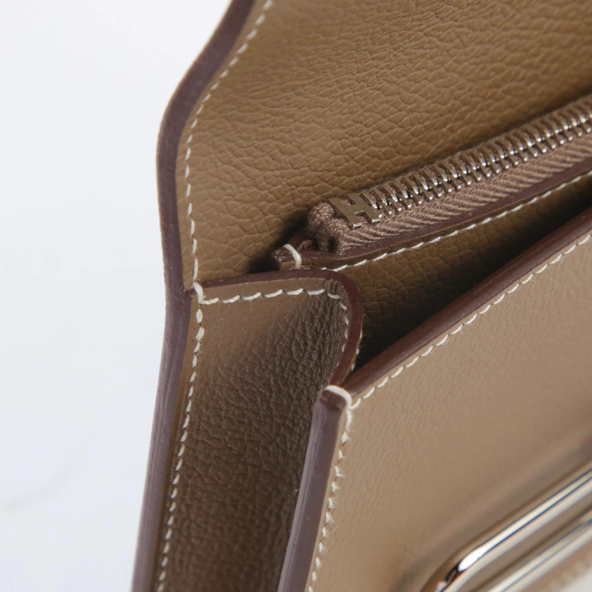 Brand New ( Rank N ) HERMÈS Roulis Slim Etoupe (18) Evercolor Palladium hardware - 10