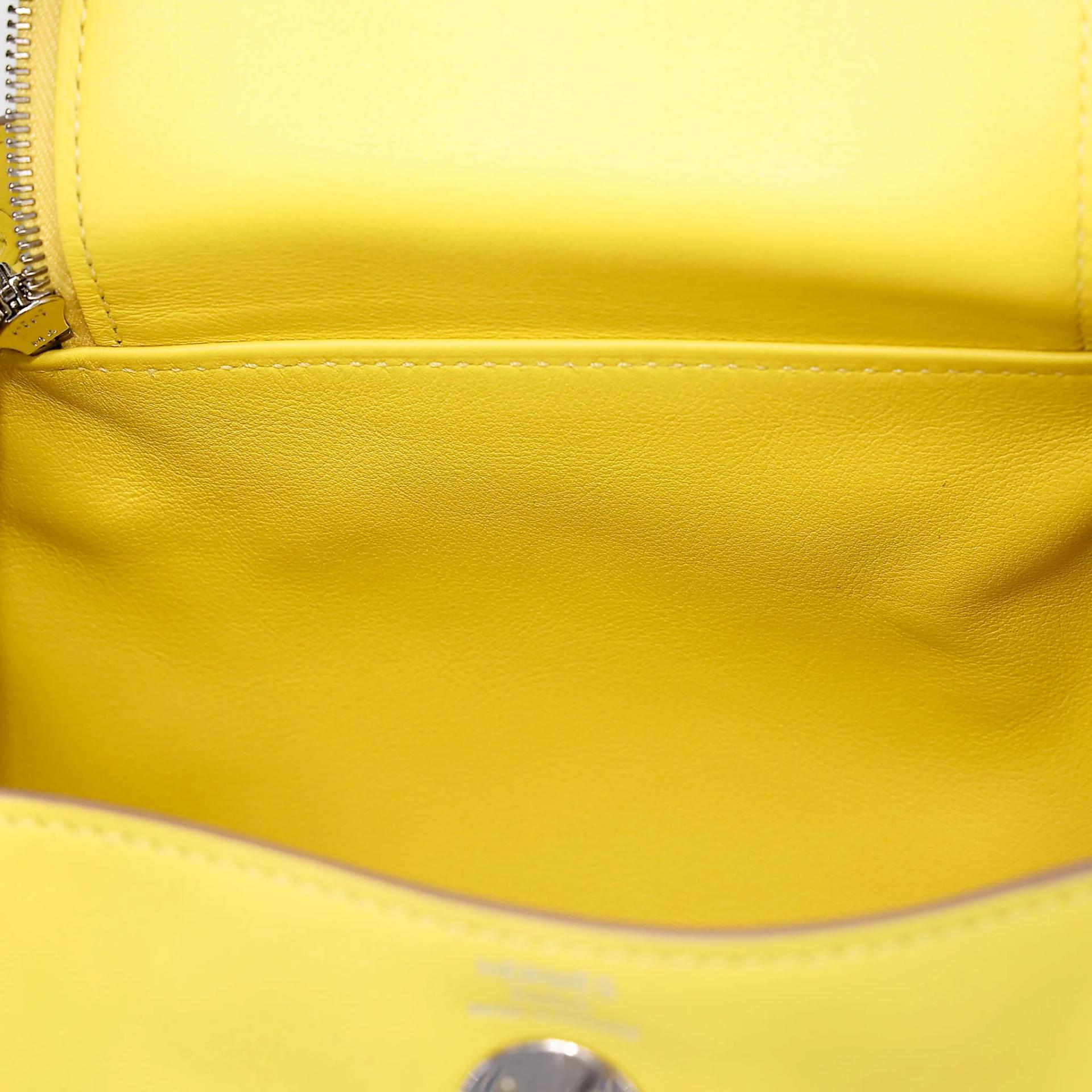Very Good ( Rank A) HERMÈS Mini Lindy Lime (9R) Swift Palladium hardware Y (2020) - 20