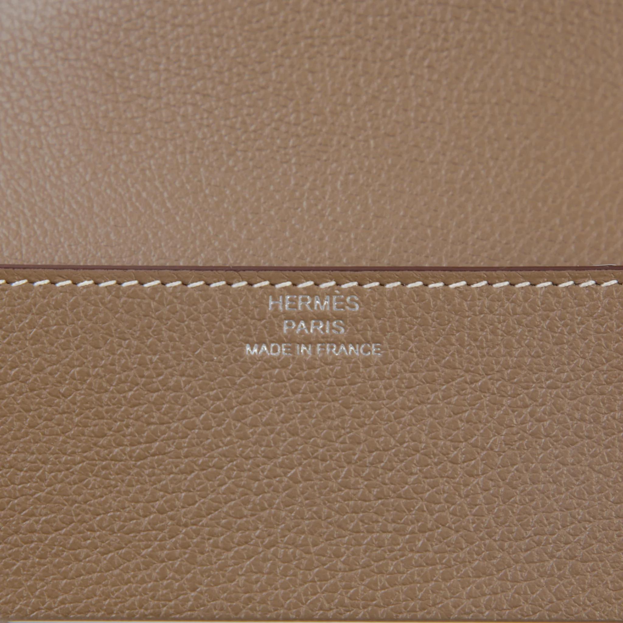 Brand New ( Rank N ) HERMÈS Roulis Slim Etoupe (18) Evercolor Palladium hardware - 7