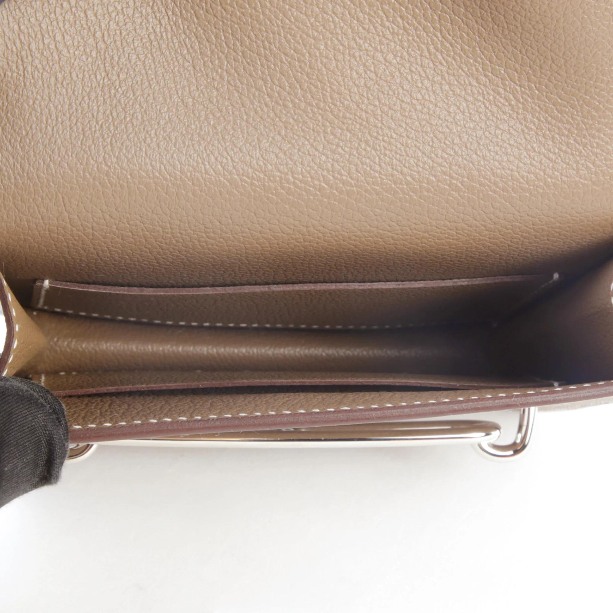 Brand New ( Rank N ) HERMÈS Roulis Slim Etoupe (18) Evercolor Palladium hardware - 8