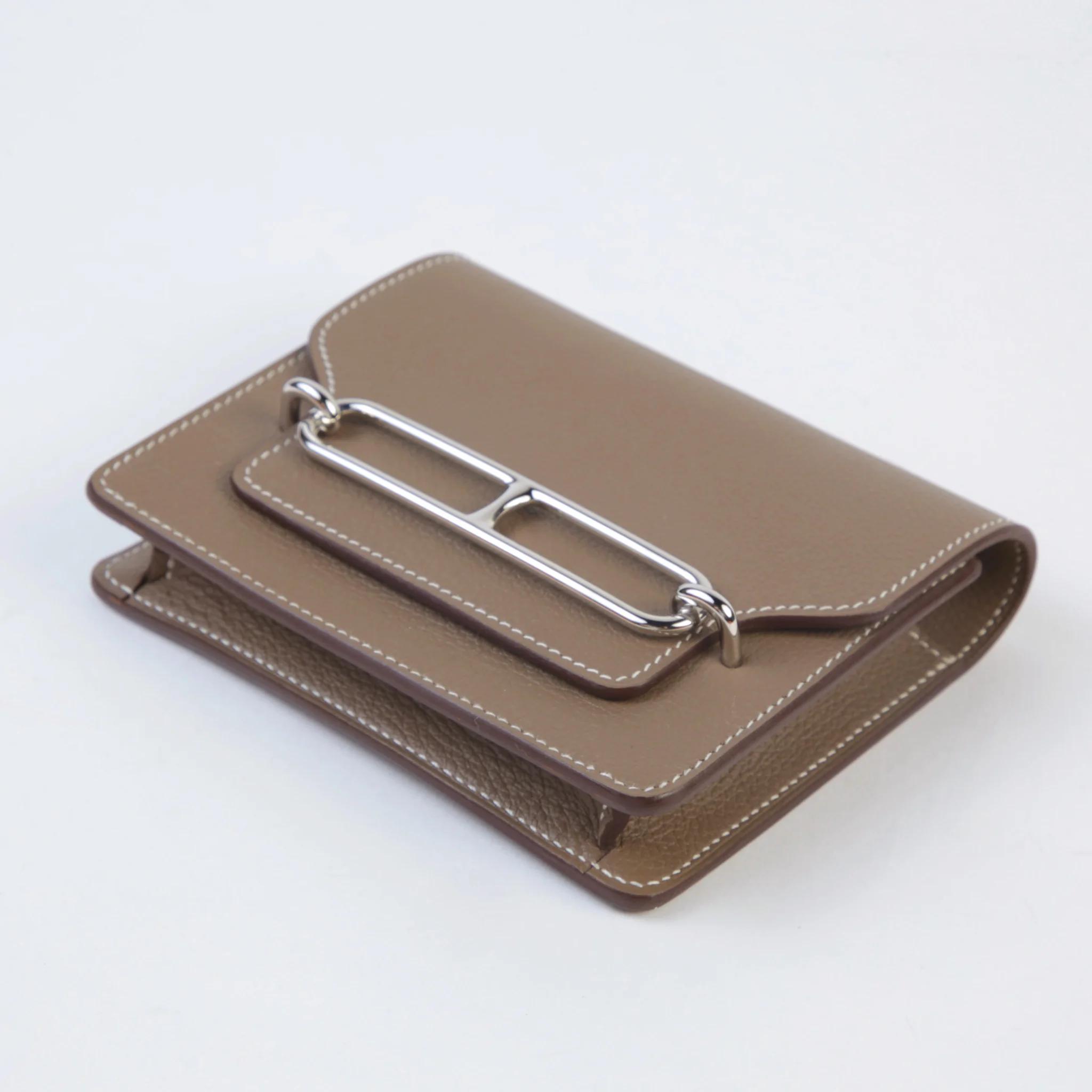 Brand New ( Rank N ) HERMÈS Roulis Slim Etoupe (18) Evercolor Palladium hardware - 4