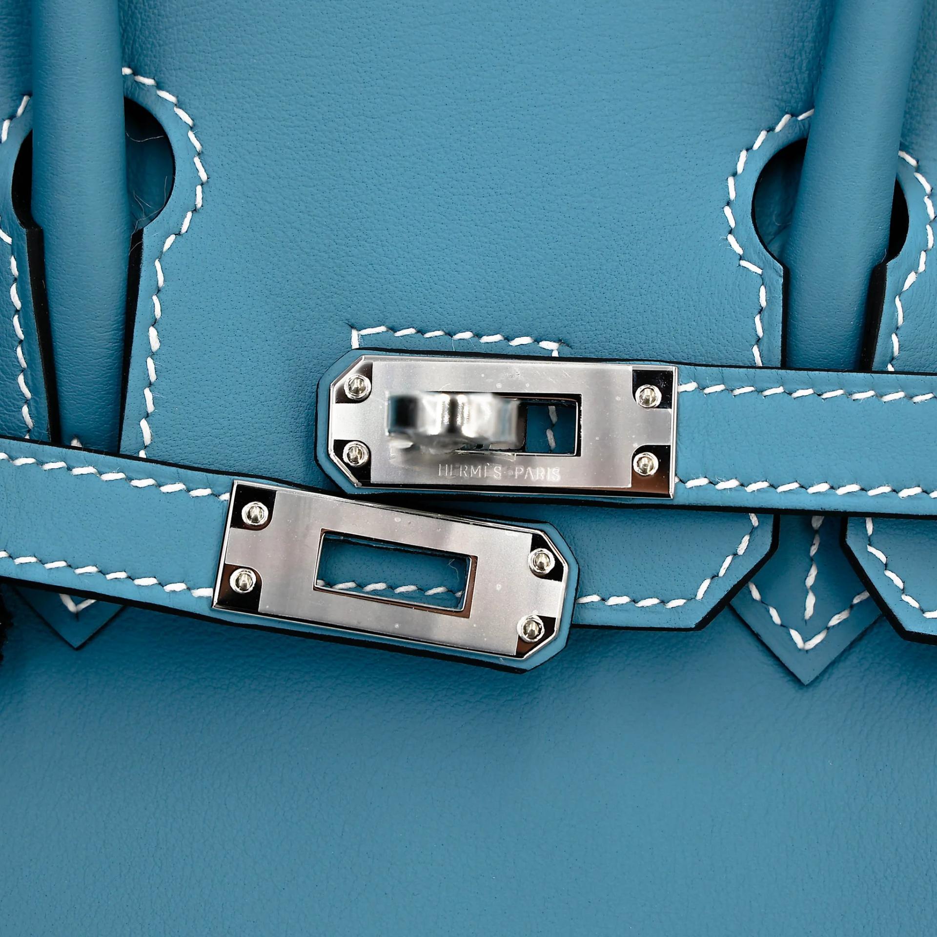 Brand New ( Rank N ) HERMÈS Birkin 25 Bleu Jean (75) Swift Palladium hardware K (2025) - 9