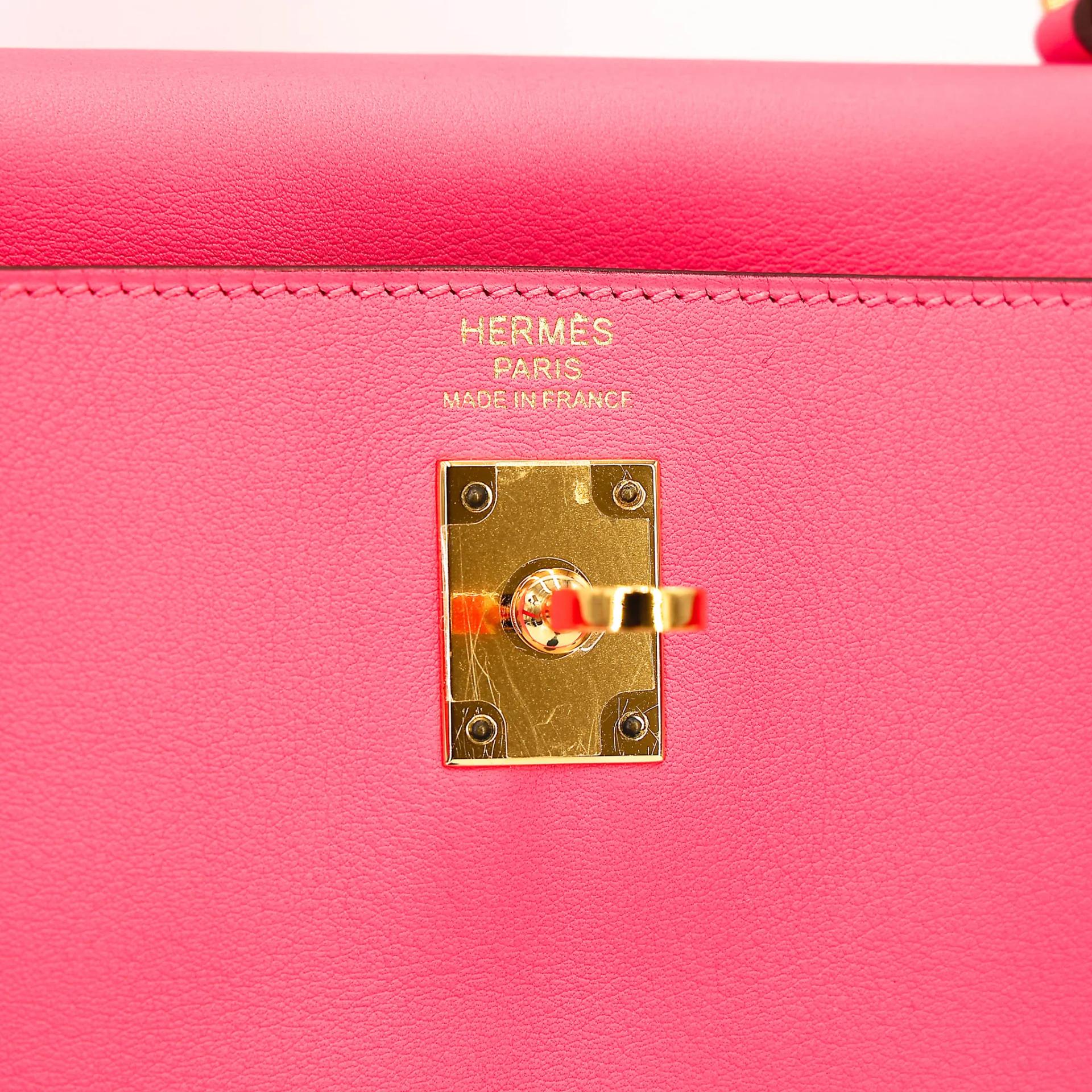Unused ( Rank NS ) HERMÈS Kelly 25 Rose Azalee (8W) Swift Gold hardware A (2017) - 17