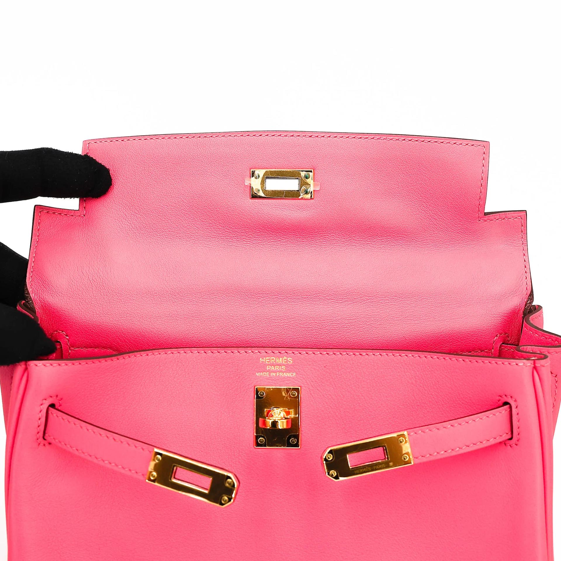 Unused ( Rank NS ) HERMÈS Kelly 25 Rose Azalee (8W) Swift Gold hardware A (2017) - 16