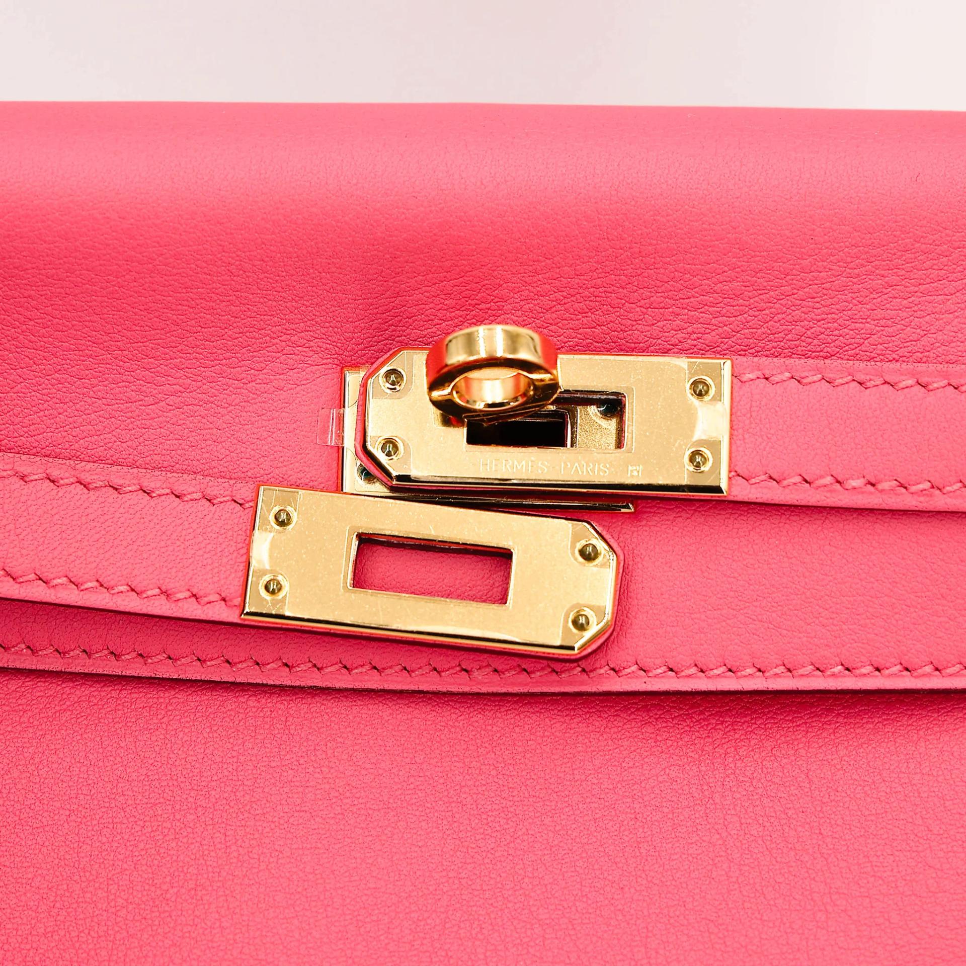 Unused ( Rank NS ) HERMÈS Kelly 25 Rose Azalee (8W) Swift Gold hardware A (2017) - 12