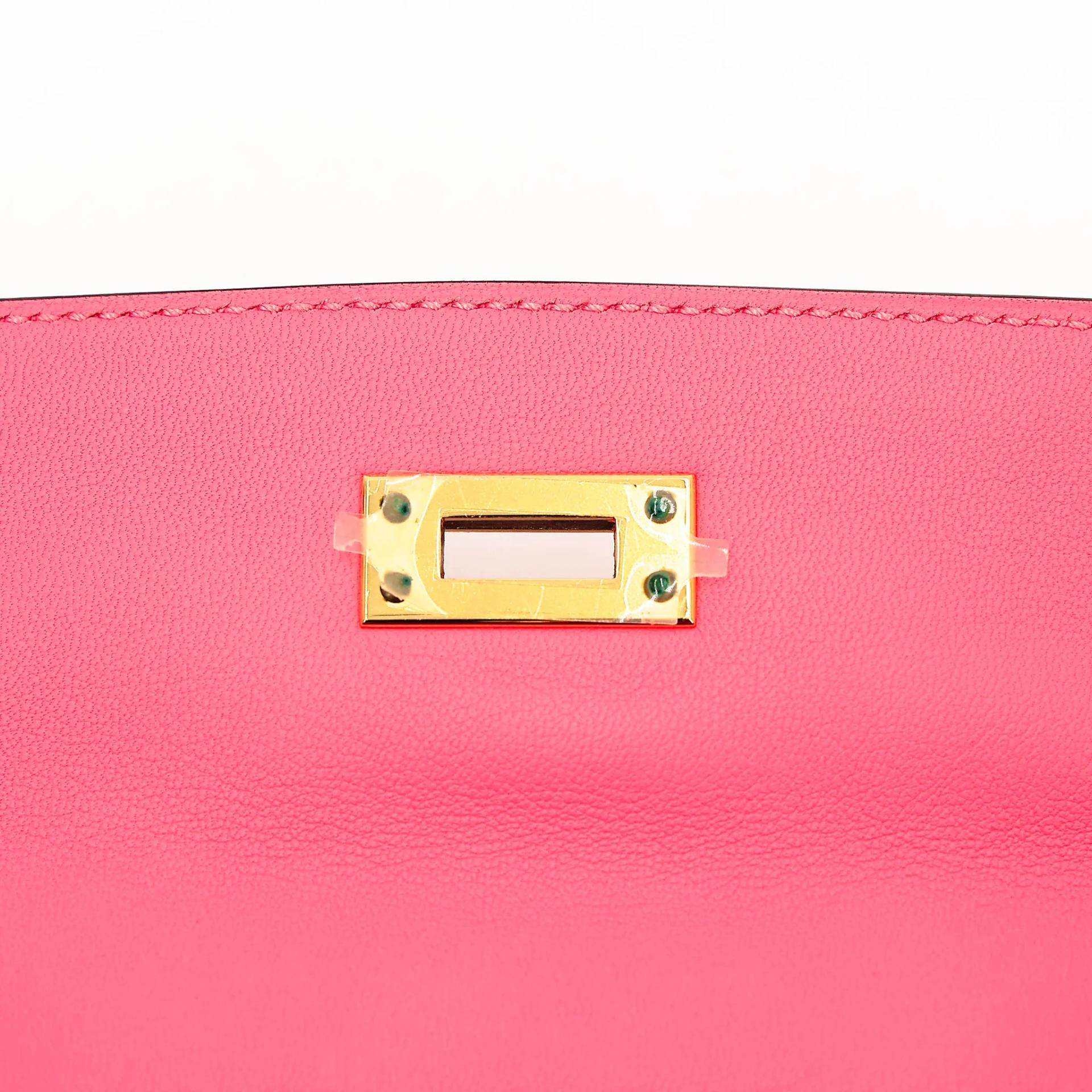 Unused ( Rank NS ) HERMÈS Kelly 25 Rose Azalee (8W) Swift Gold hardware A (2017) - 15