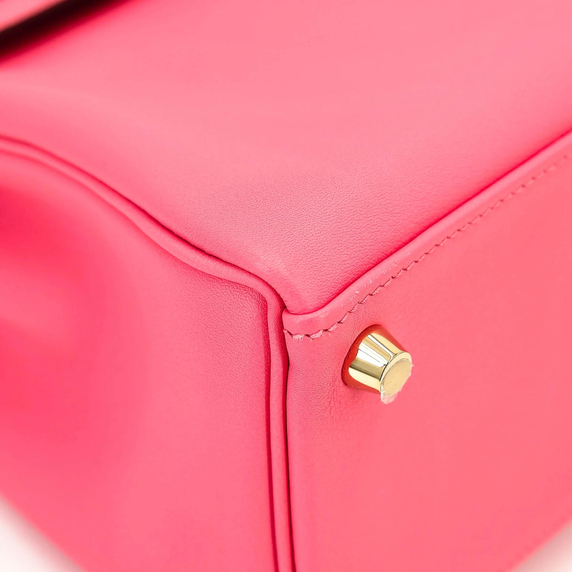 Unused ( Rank NS ) HERMÈS Kelly 25 Rose Azalee (8W) Swift Gold hardware A (2017) - 9