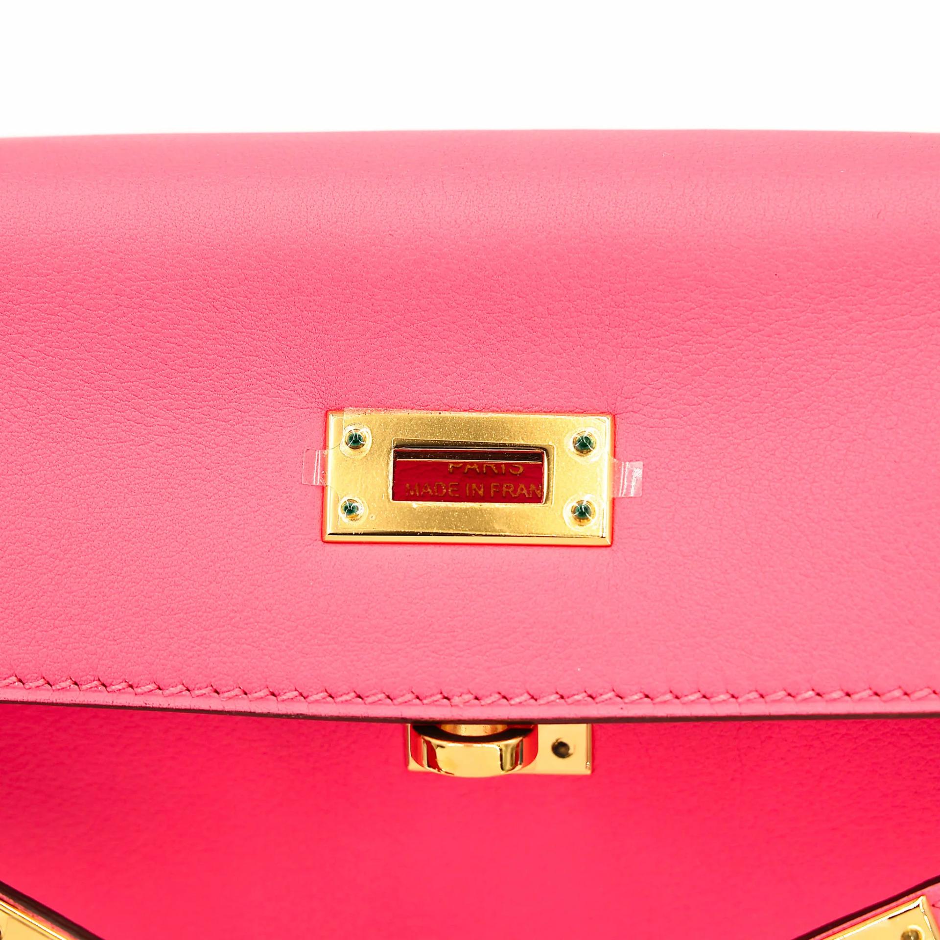 Unused ( Rank NS ) HERMÈS Kelly 25 Rose Azalee (8W) Swift Gold hardware A (2017) - 14