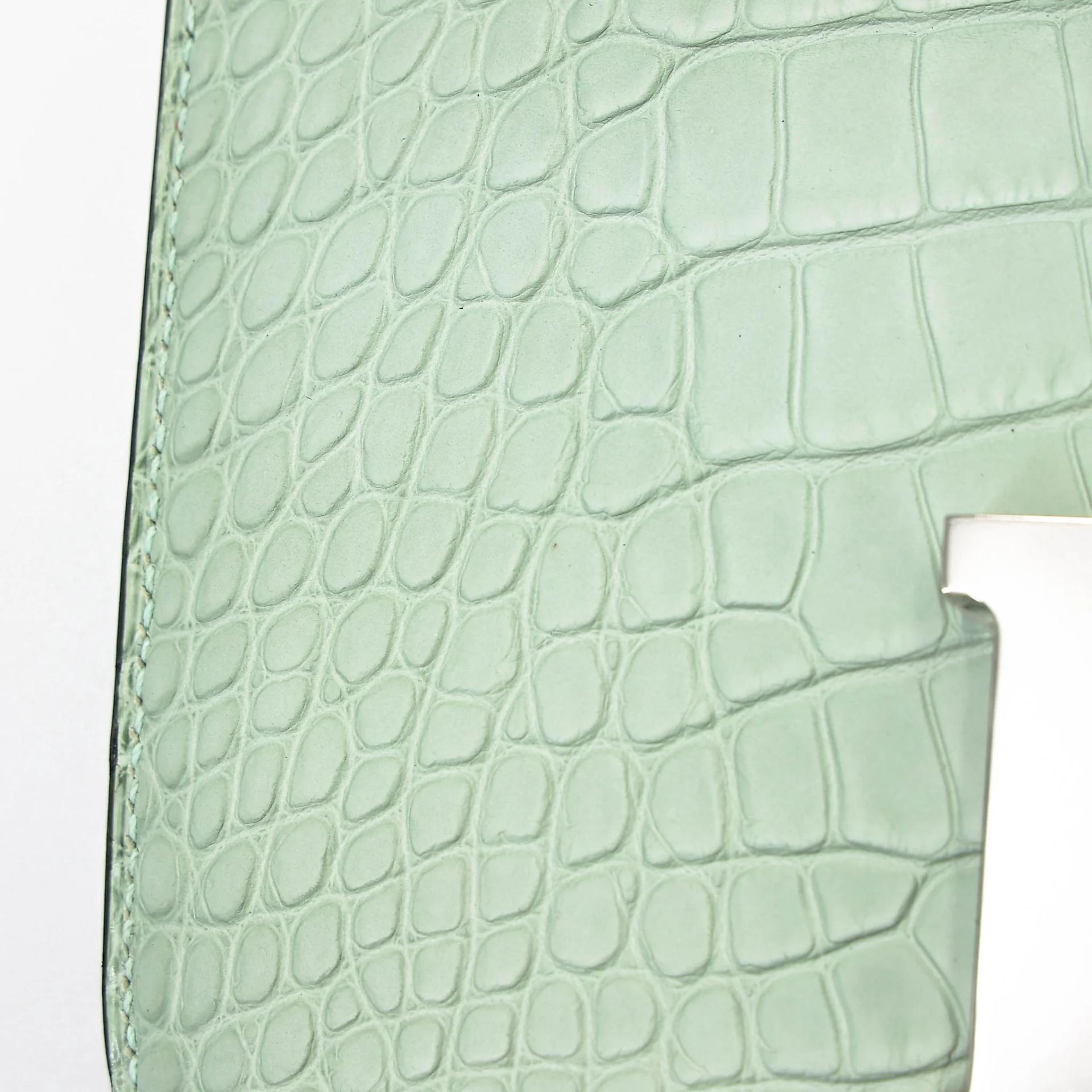 Excellent ( Rank SA ) HERMÈS Constance 24 Vert d’Eau (6U) Matte Alligator Palladium hardware C (2018) - 11