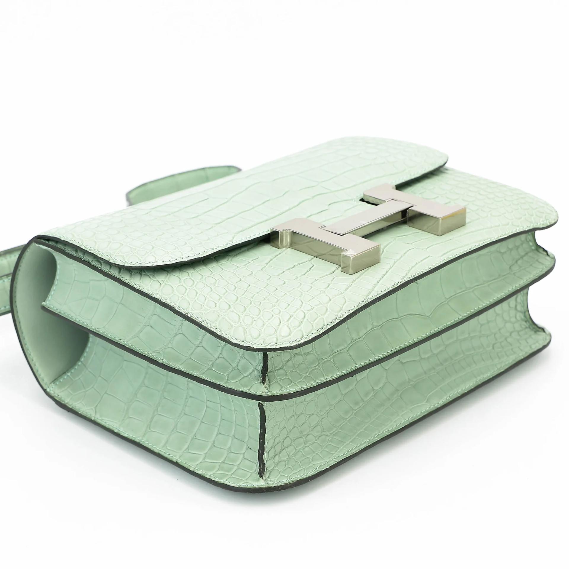 Excellent ( Rank SA ) HERMÈS Constance 24 Vert d’Eau (6U) Matte Alligator Palladium hardware C (2018) - 5