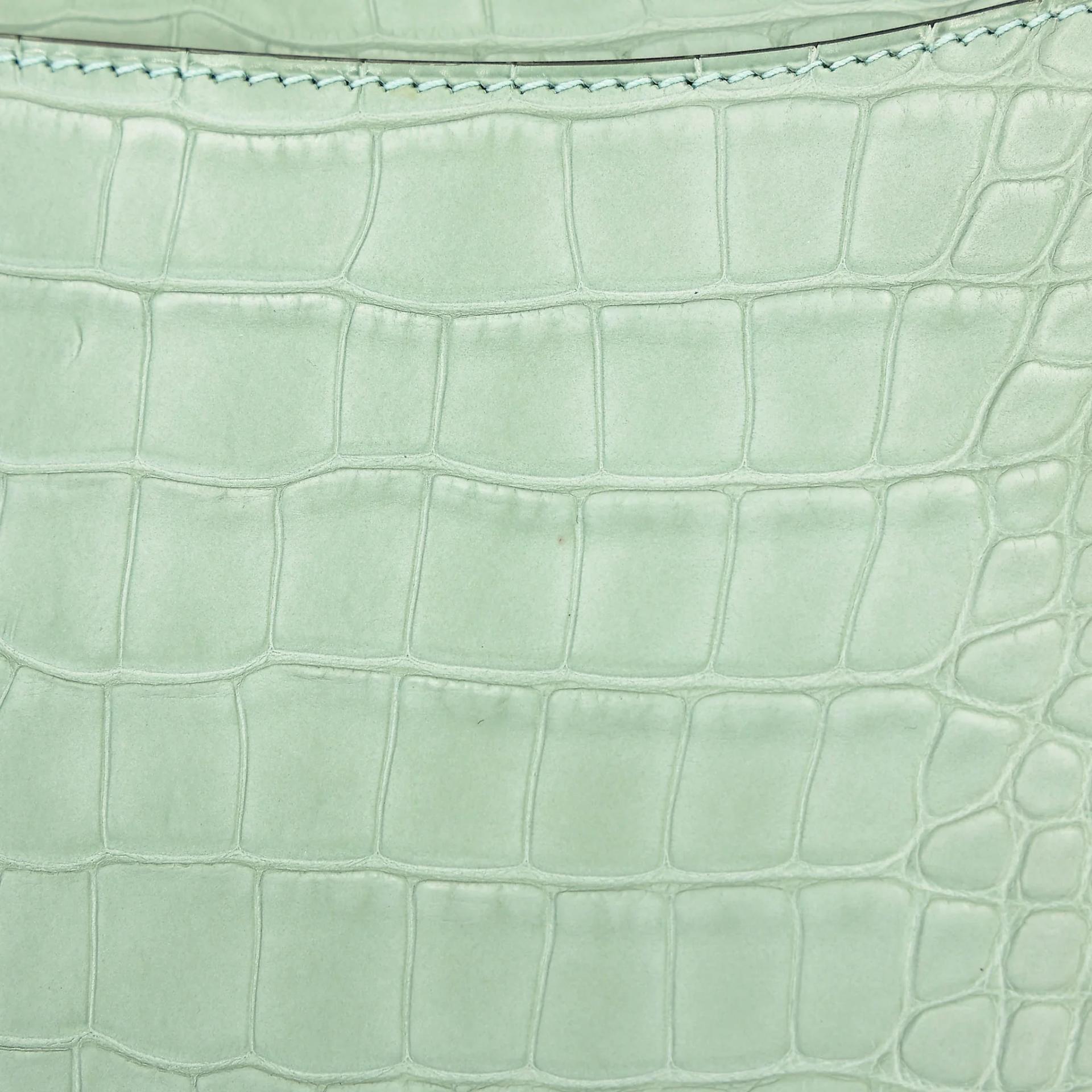 Excellent ( Rank SA ) HERMÈS Constance 24 Vert d’Eau (6U) Matte Alligator Palladium hardware C (2018) - 8