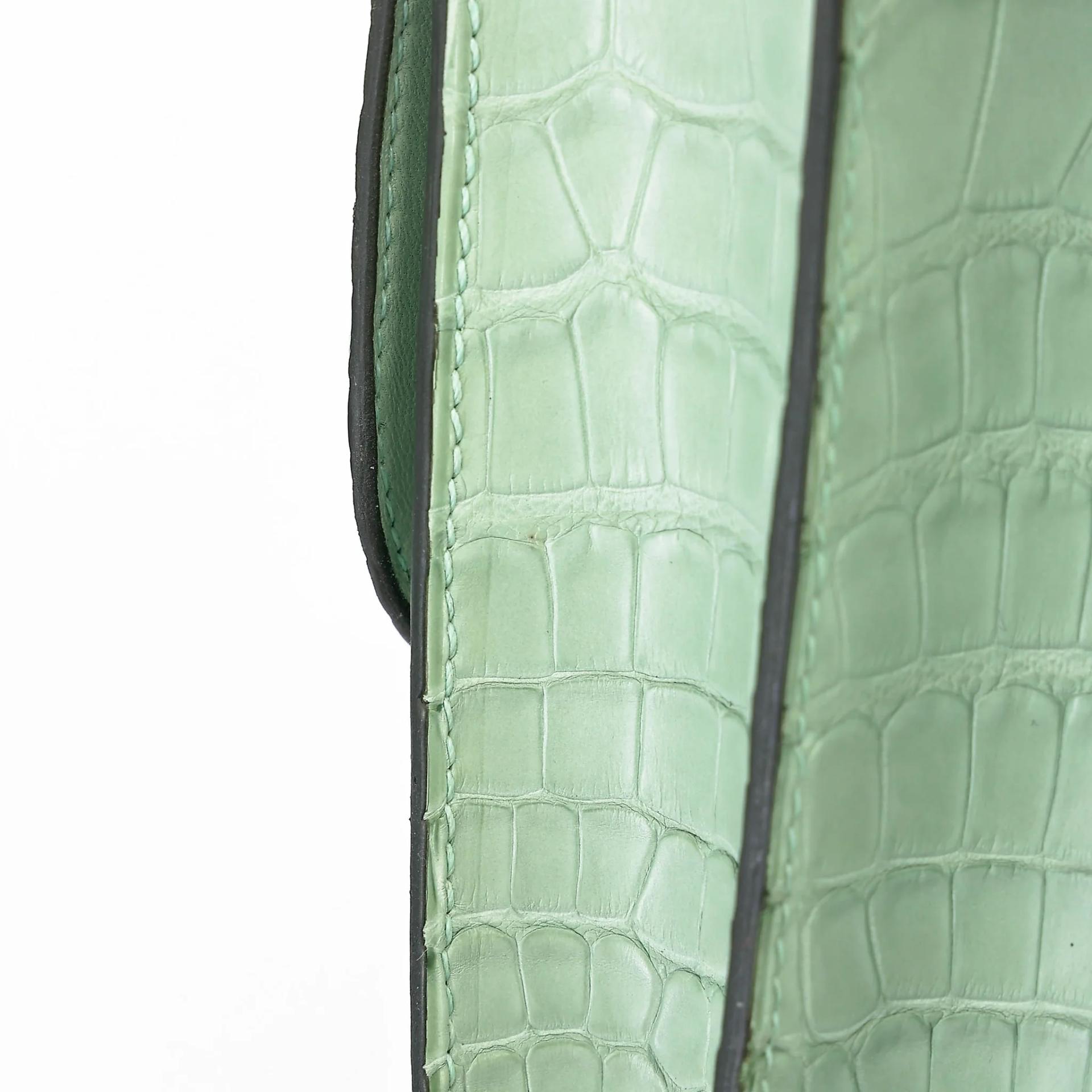 Excellent ( Rank SA ) HERMÈS Constance 24 Vert d’Eau (6U) Matte Alligator Palladium hardware C (2018) - 9