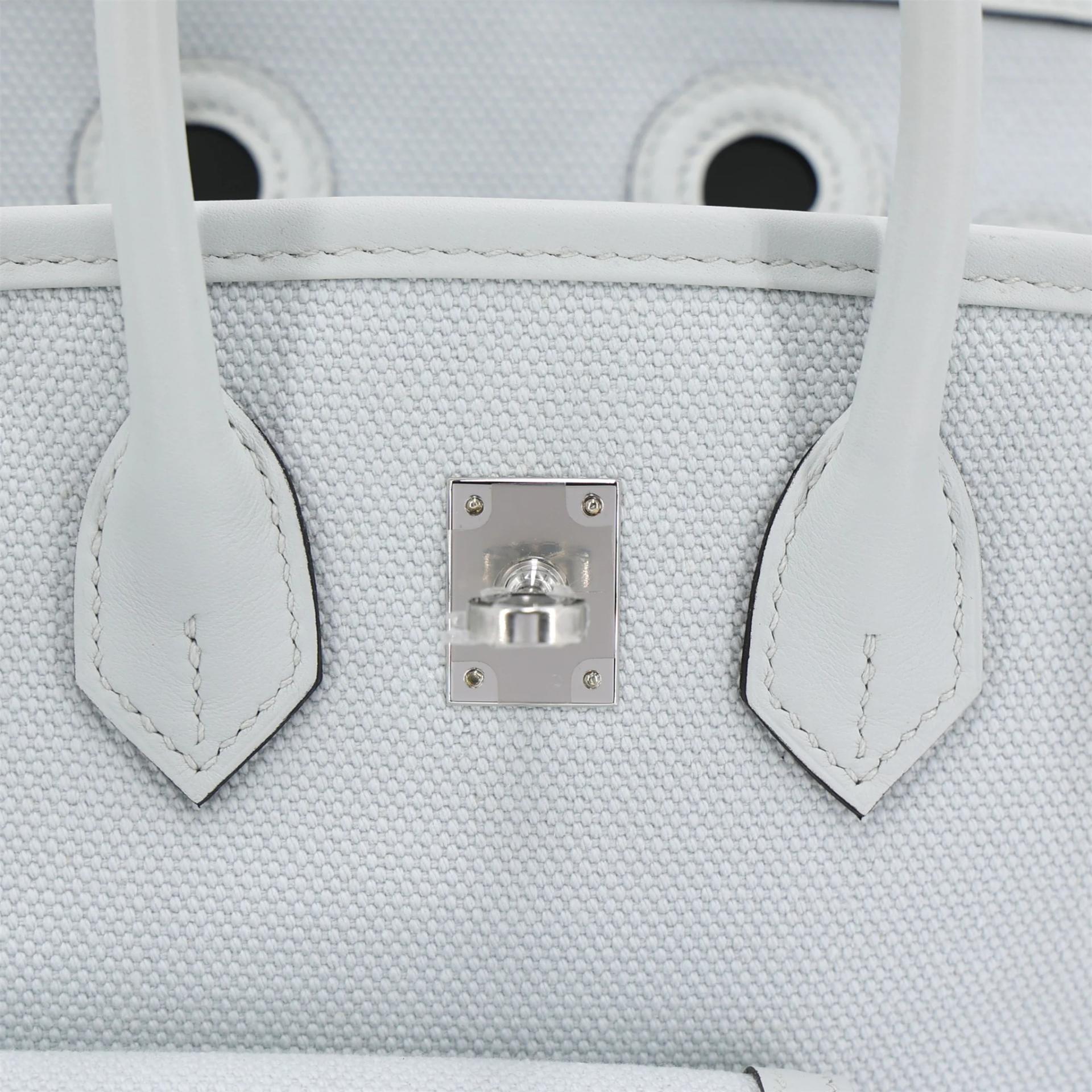 Brand New ( Rank N ) HERMÈS Limited Edition Birkin Cargo 25 Gris Platine (N4) Toile H canvas Swift Palladium hardware K (2025) - 10