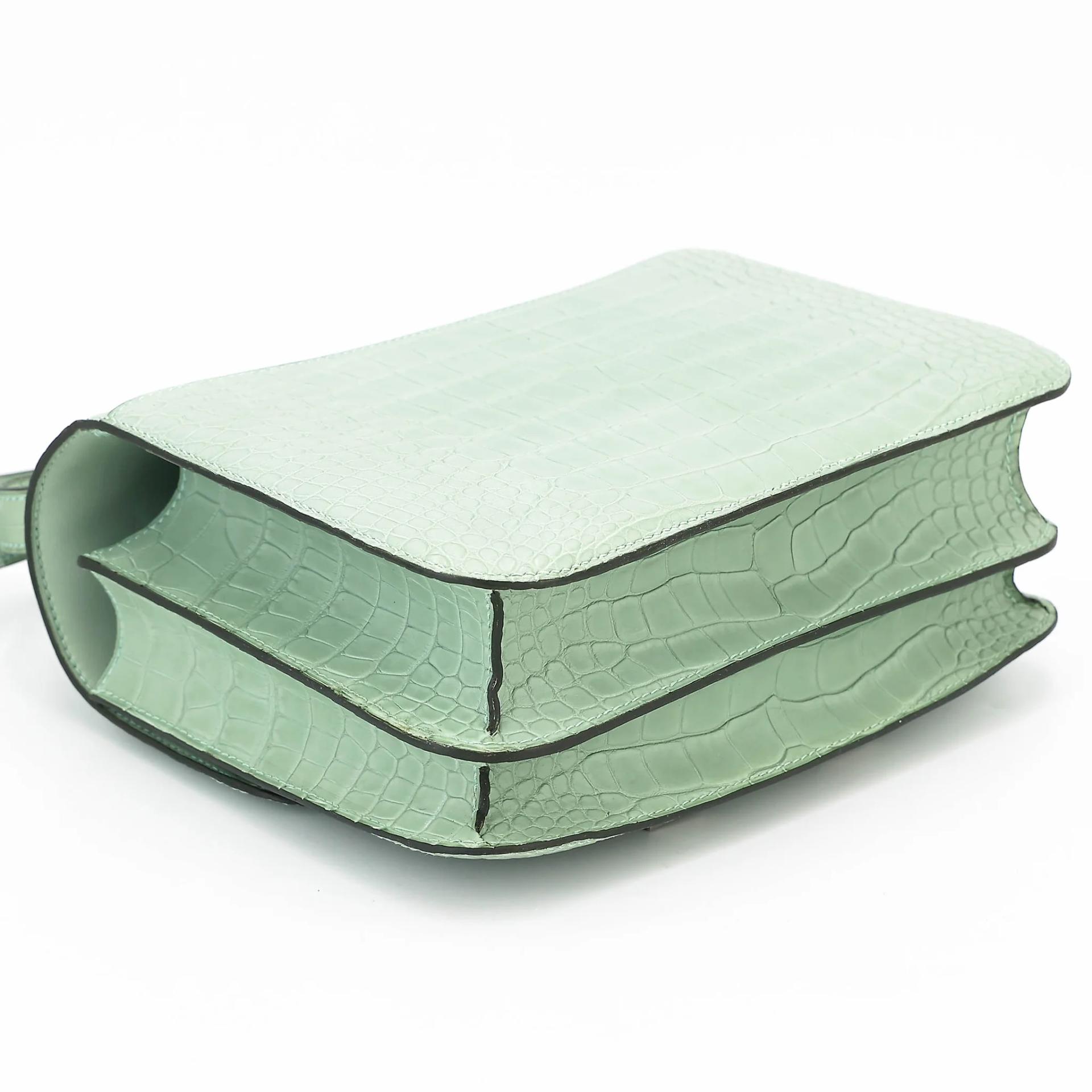 Excellent ( Rank SA ) HERMÈS Constance 24 Vert d’Eau (6U) Matte Alligator Palladium hardware C (2018) - 7