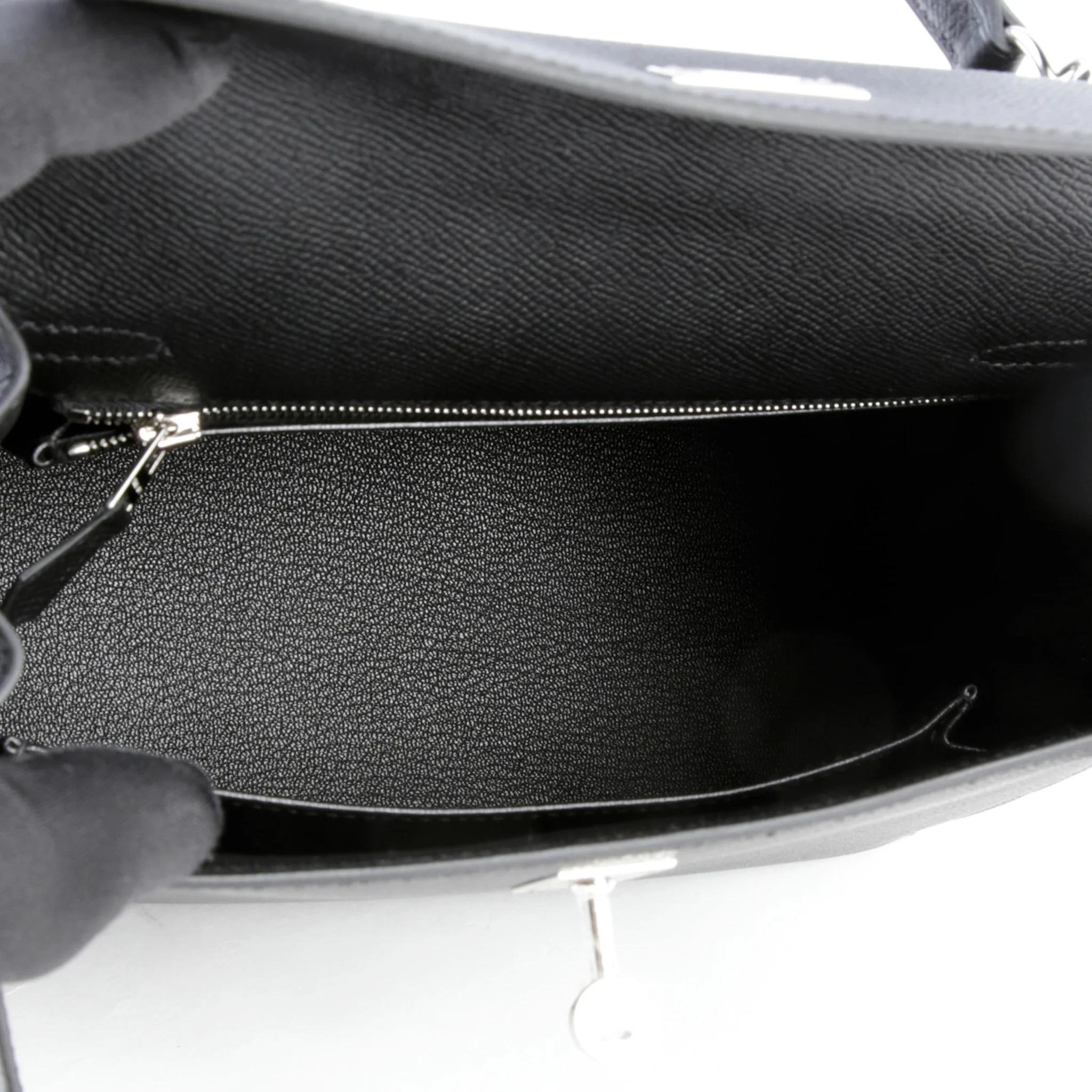 Brand New ( Rank N ) HERMÈS Kelly 25 Sellier Noir (89) Epsom Palladium hardware G (2026) - 10